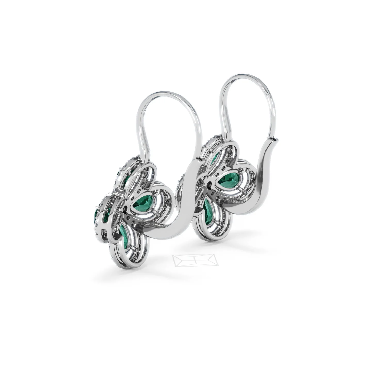 Bloom 4.75ct Lab Emerald and Lab Diamond Earrings in 18K White Gold - Image 60