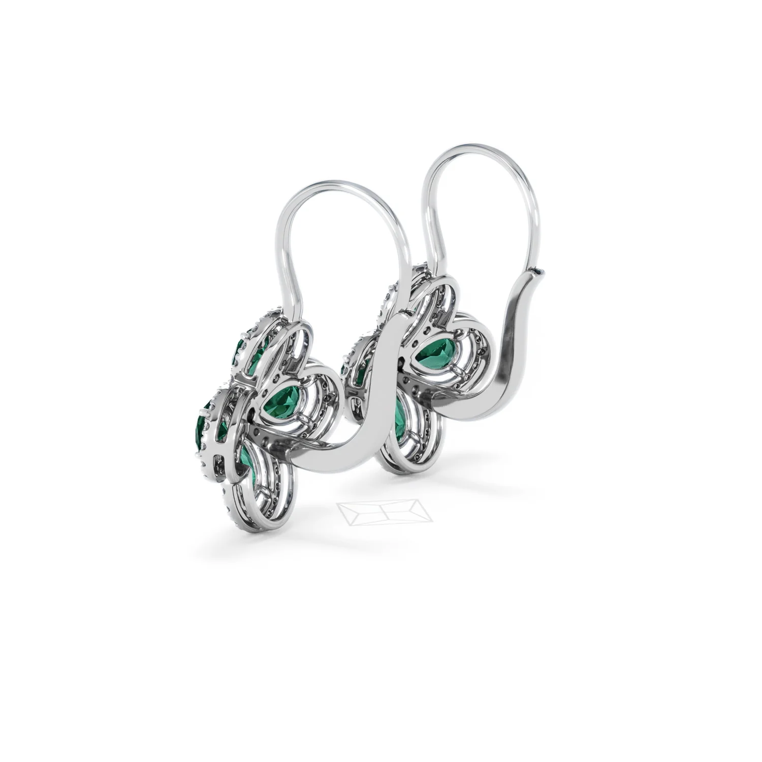 Bloom 4.75ct Lab Emerald and Lab Diamond Earrings in 18K White Gold - Image 61