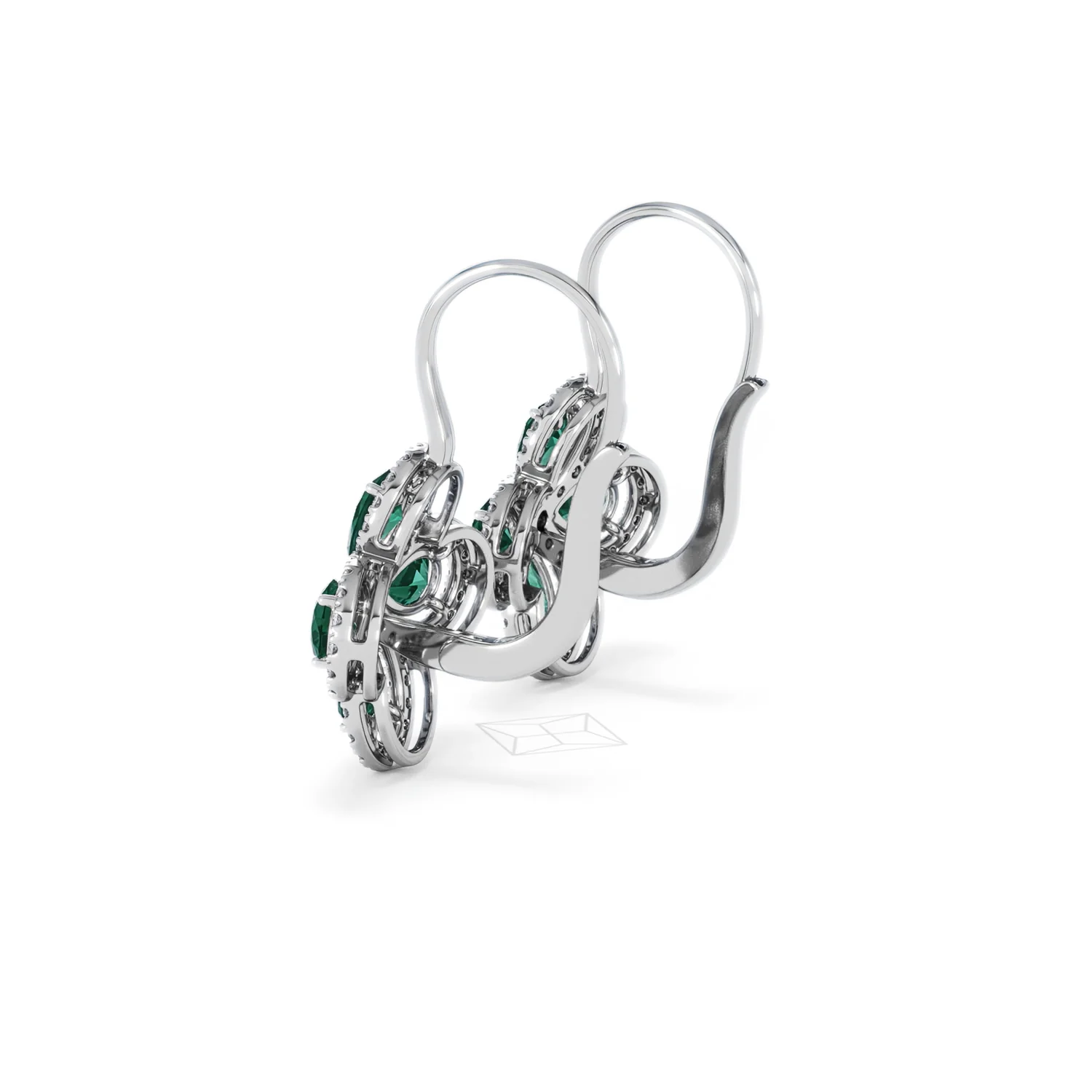 Bloom 4.75ct Lab Emerald and Lab Diamond Earrings in 18K White Gold - Image 63