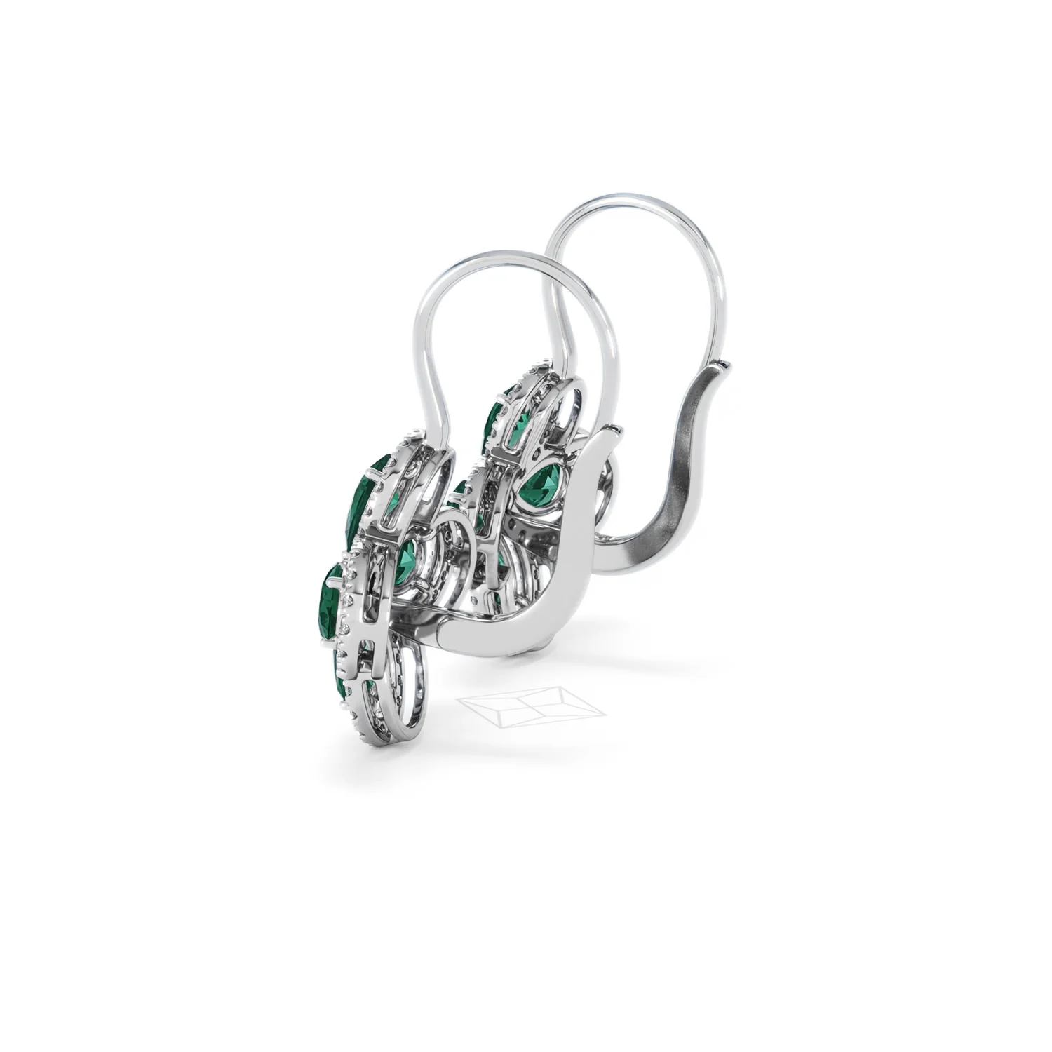 Bloom 4.75ct Lab Emerald and Lab Diamond Earrings in 18K White Gold - Image 64