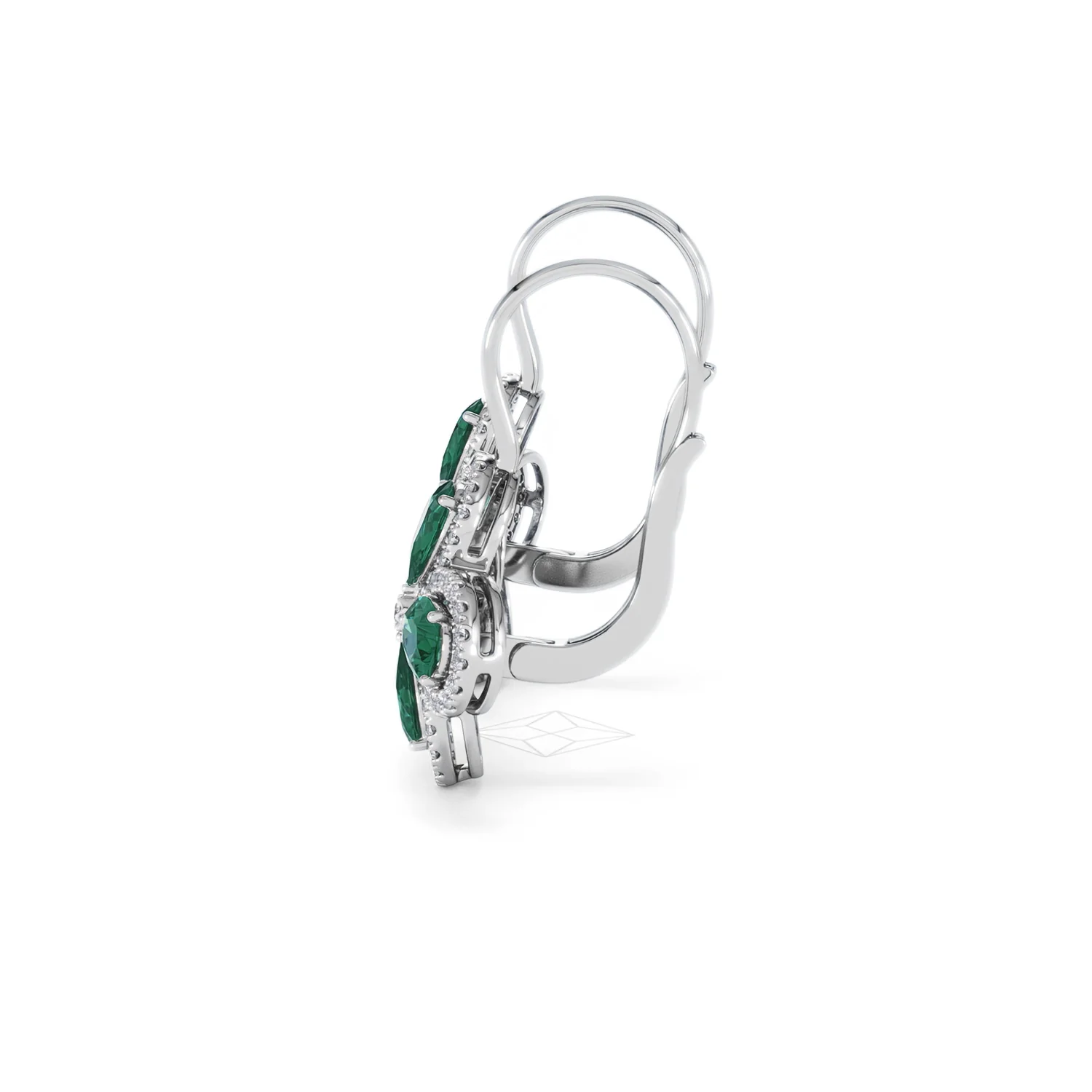 Bloom 4.75ct Lab Emerald and Lab Diamond Earrings in 18K White Gold - Image 68