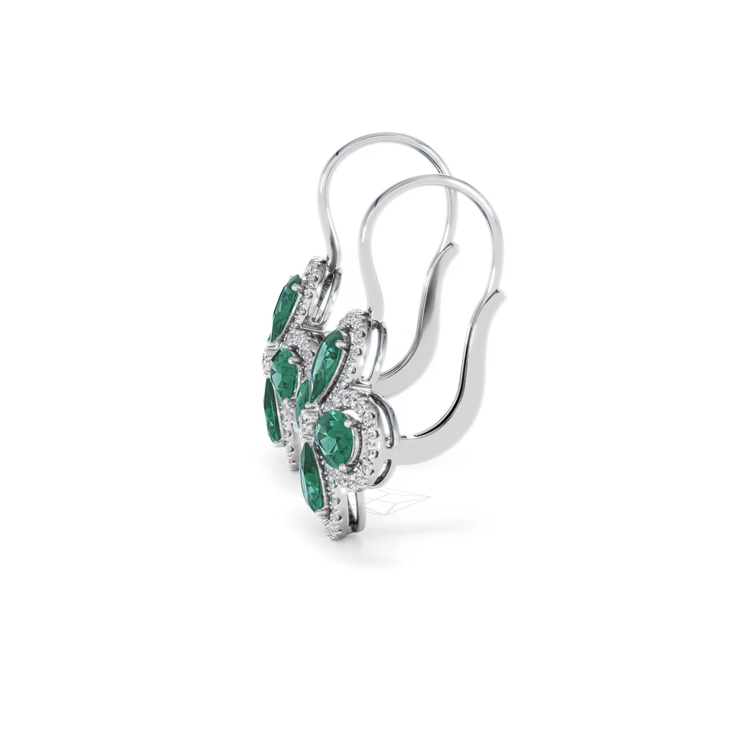 Bloom 4.75ct Lab Emerald and Lab Diamond Earrings in 18K White Gold - Image 71