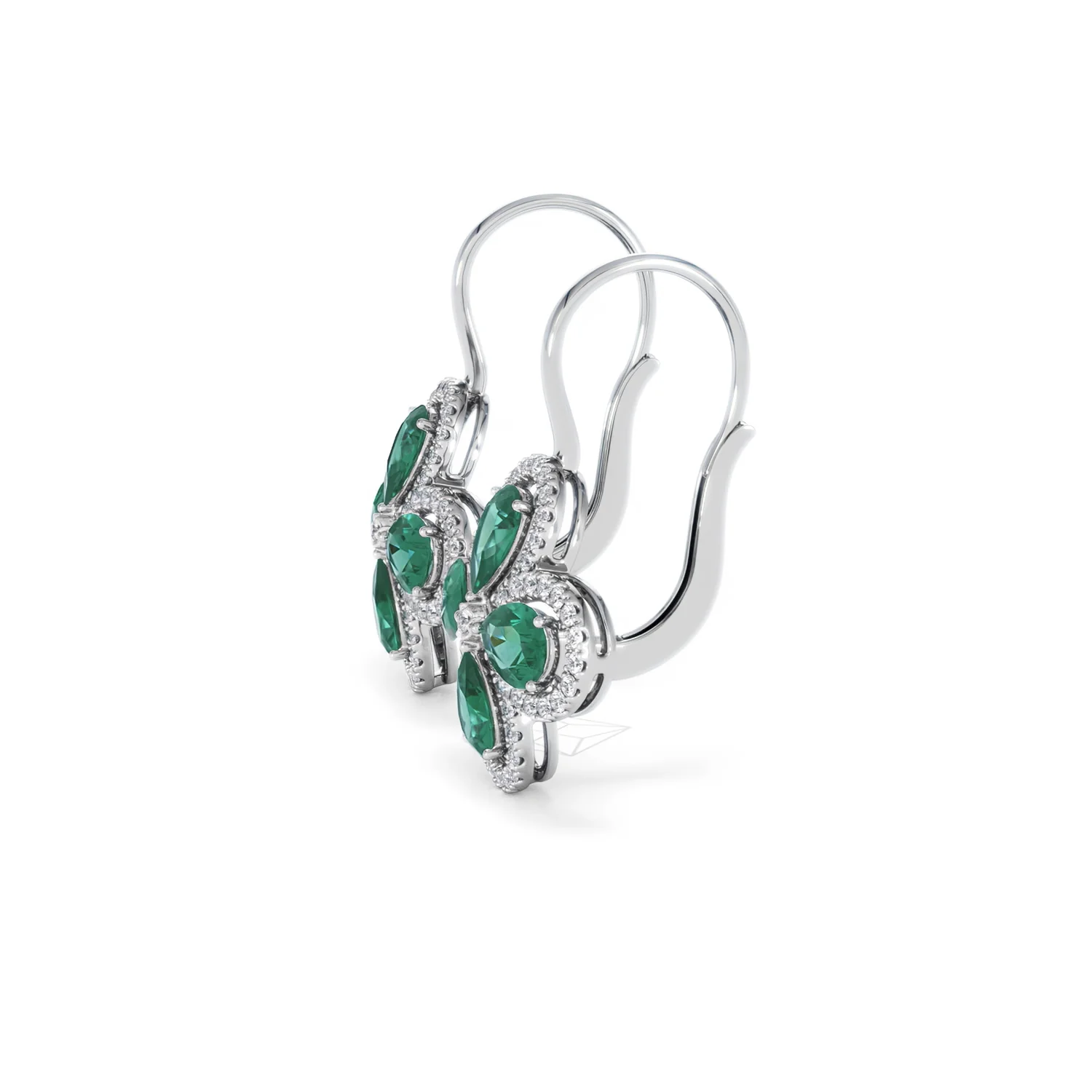 Bloom 4.75ct Lab Emerald and Lab Diamond Earrings in 18K White Gold - Image 72
