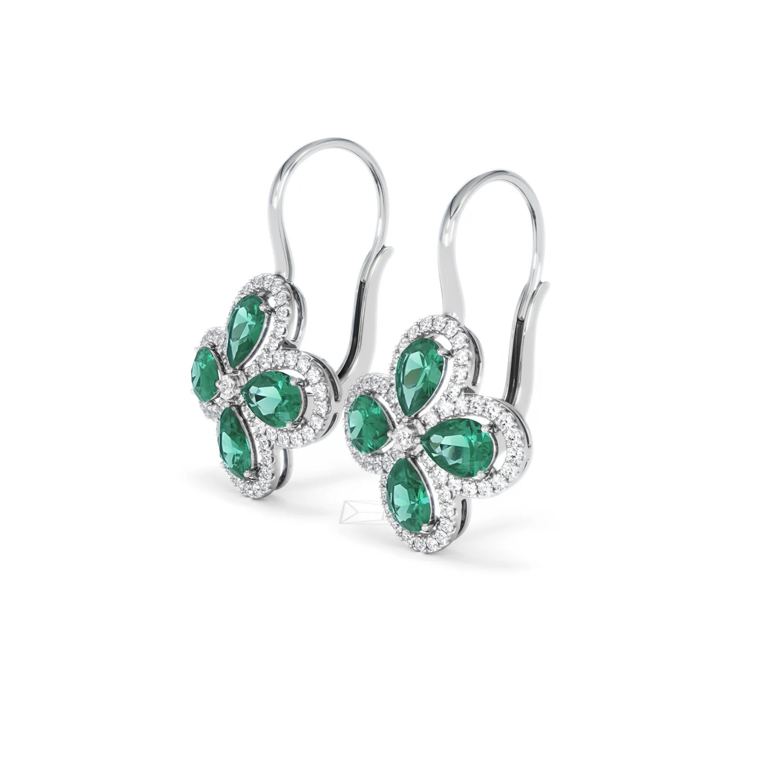 Bloom 4.75ct Lab Emerald and Lab Diamond Earrings in 18K White Gold - Image 78