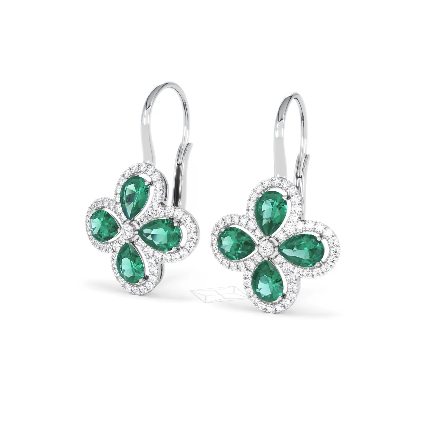 Bloom 4.75ct Lab Emerald and Lab Diamond Earrings in 18K White Gold - Image 83