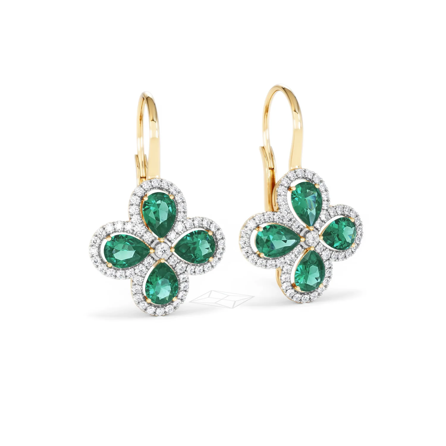 Bloom 4.75ct Lab Emerald and Lab Diamond Earrings in 18K Yellow Gold - Image 13