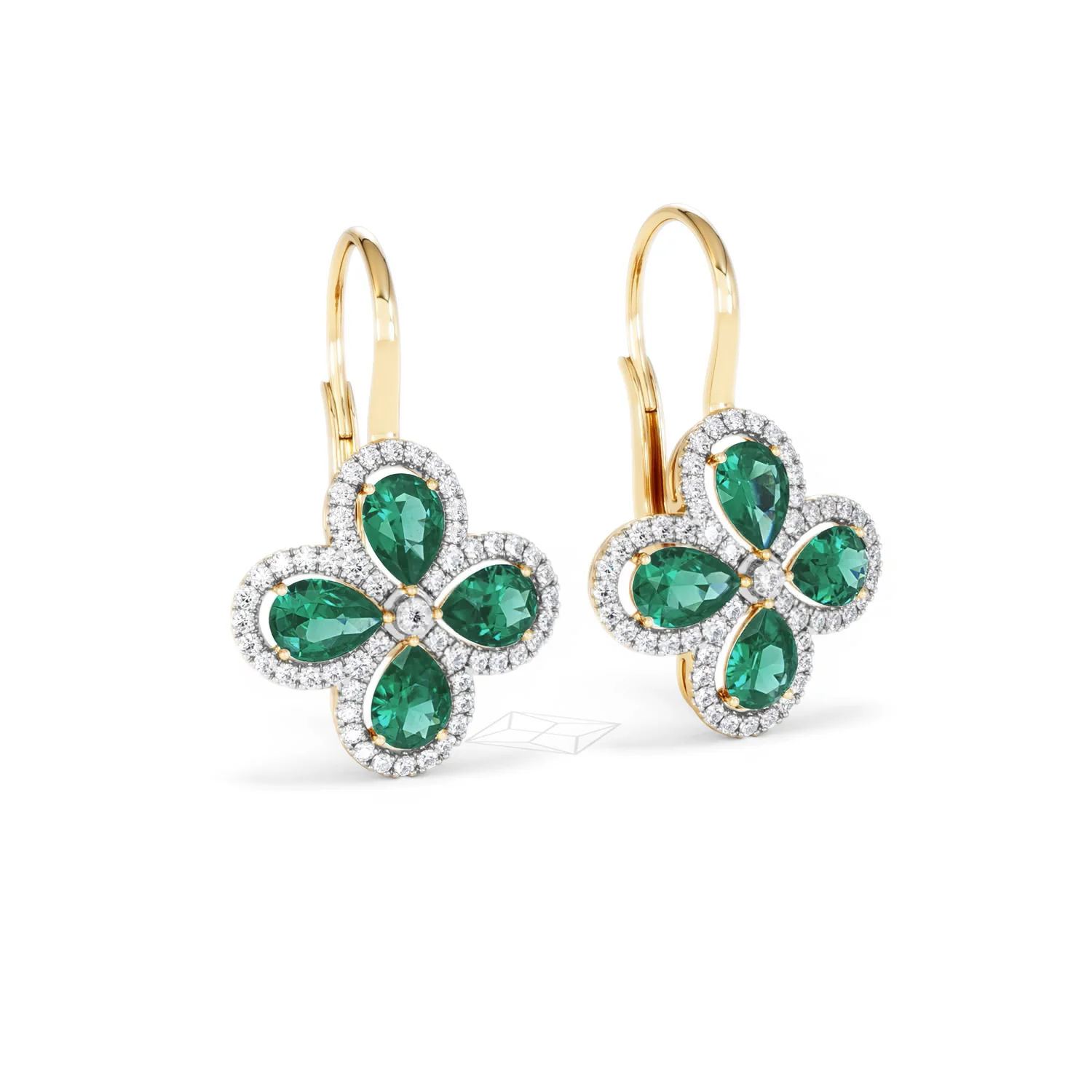 Bloom 4.75ct Lab Emerald and Lab Diamond Earrings in 18K Yellow Gold - Image 14
