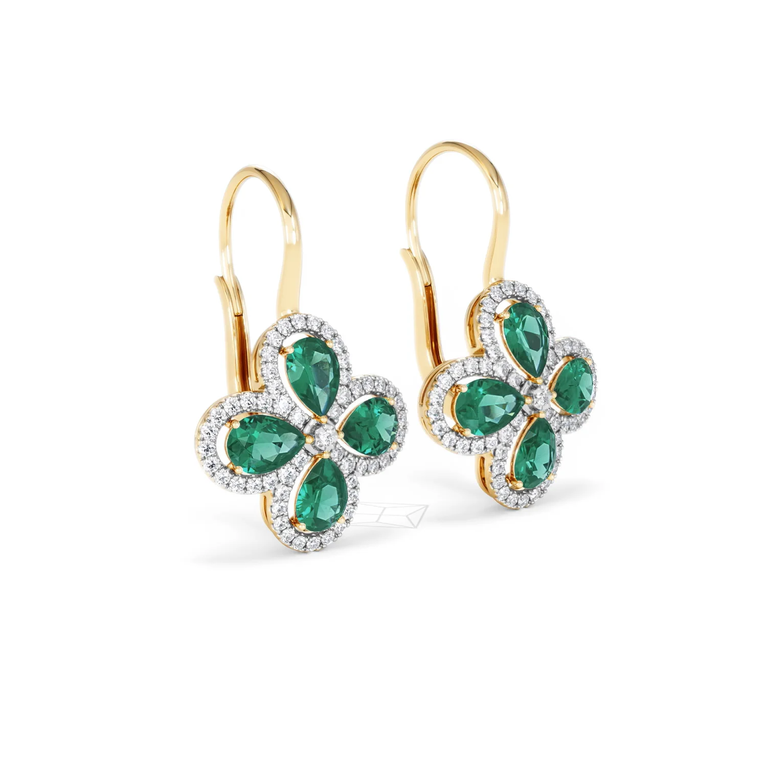 Bloom 4.75ct Lab Emerald and Lab Diamond Earrings in 18K Yellow Gold - Image 17