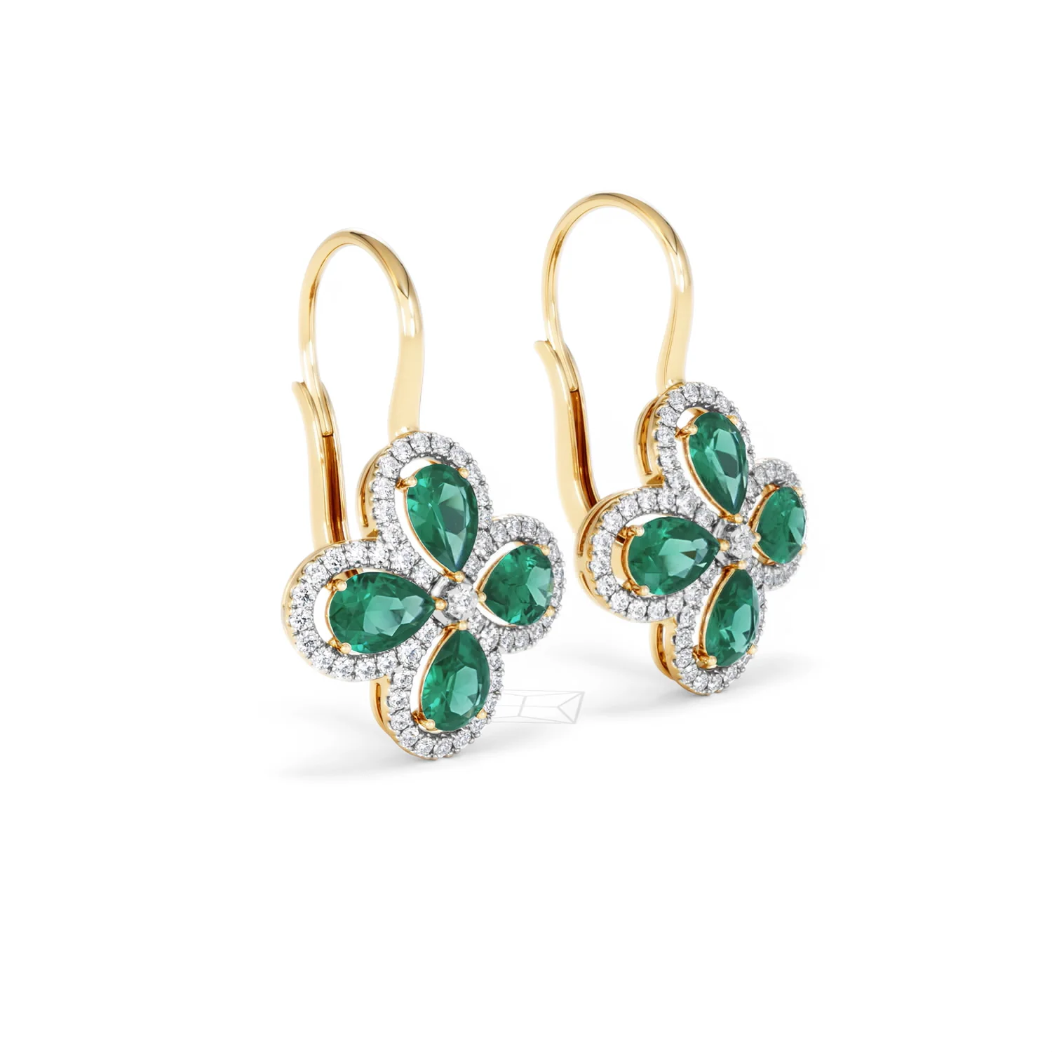 Bloom 4.75ct Lab Emerald and Lab Diamond Earrings in 18K Yellow Gold - Image 18