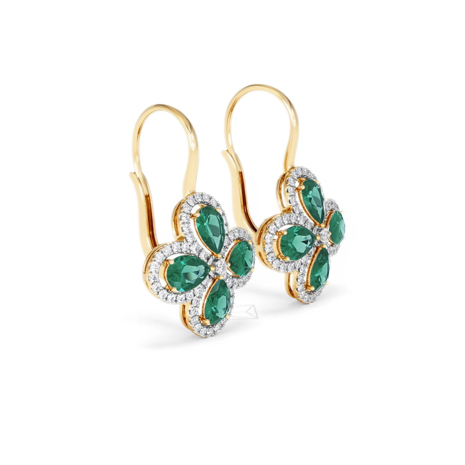 Bloom 4.75ct Lab Emerald and Lab Diamond Earrings in 18K Yellow Gold - Image 20