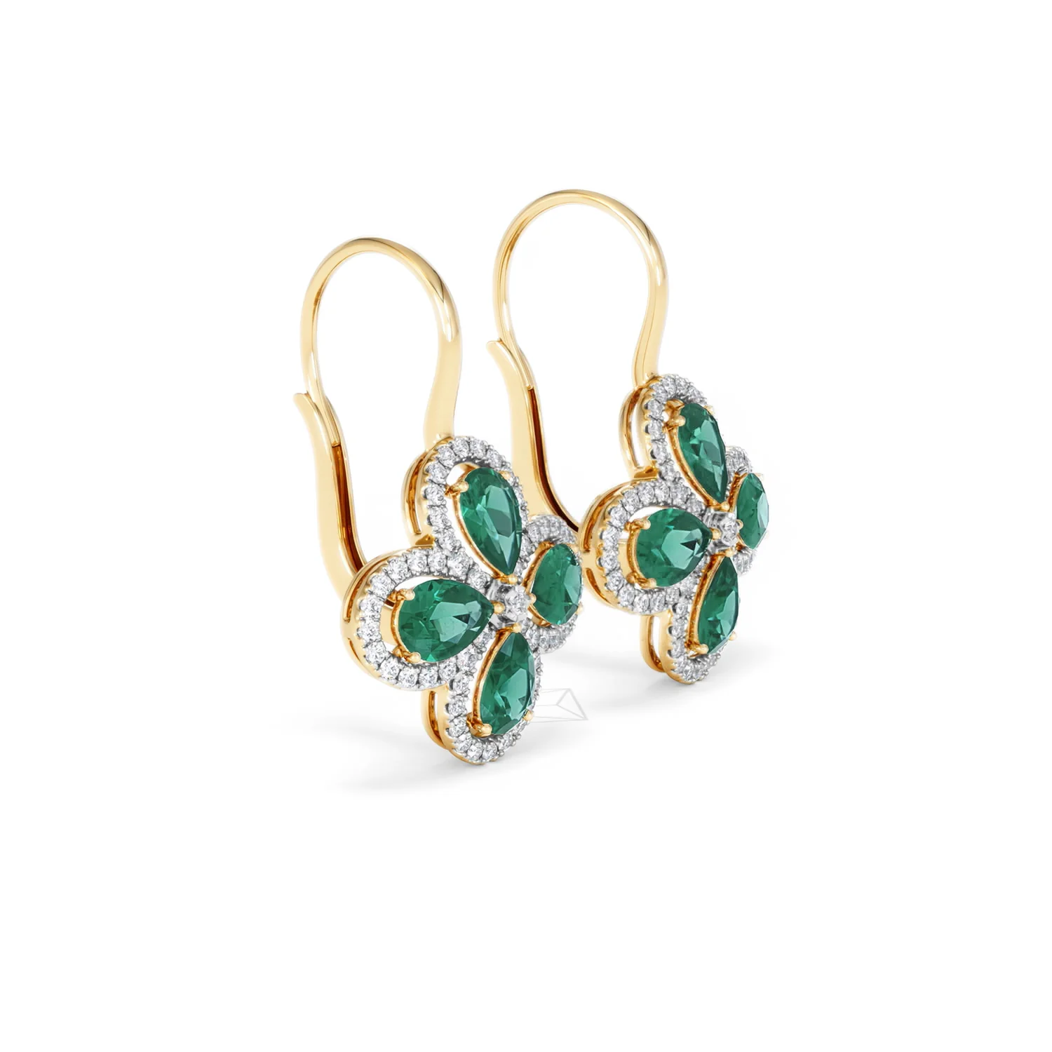 Bloom 4.75ct Lab Emerald and Lab Diamond Earrings in 18K Yellow Gold - Image 21
