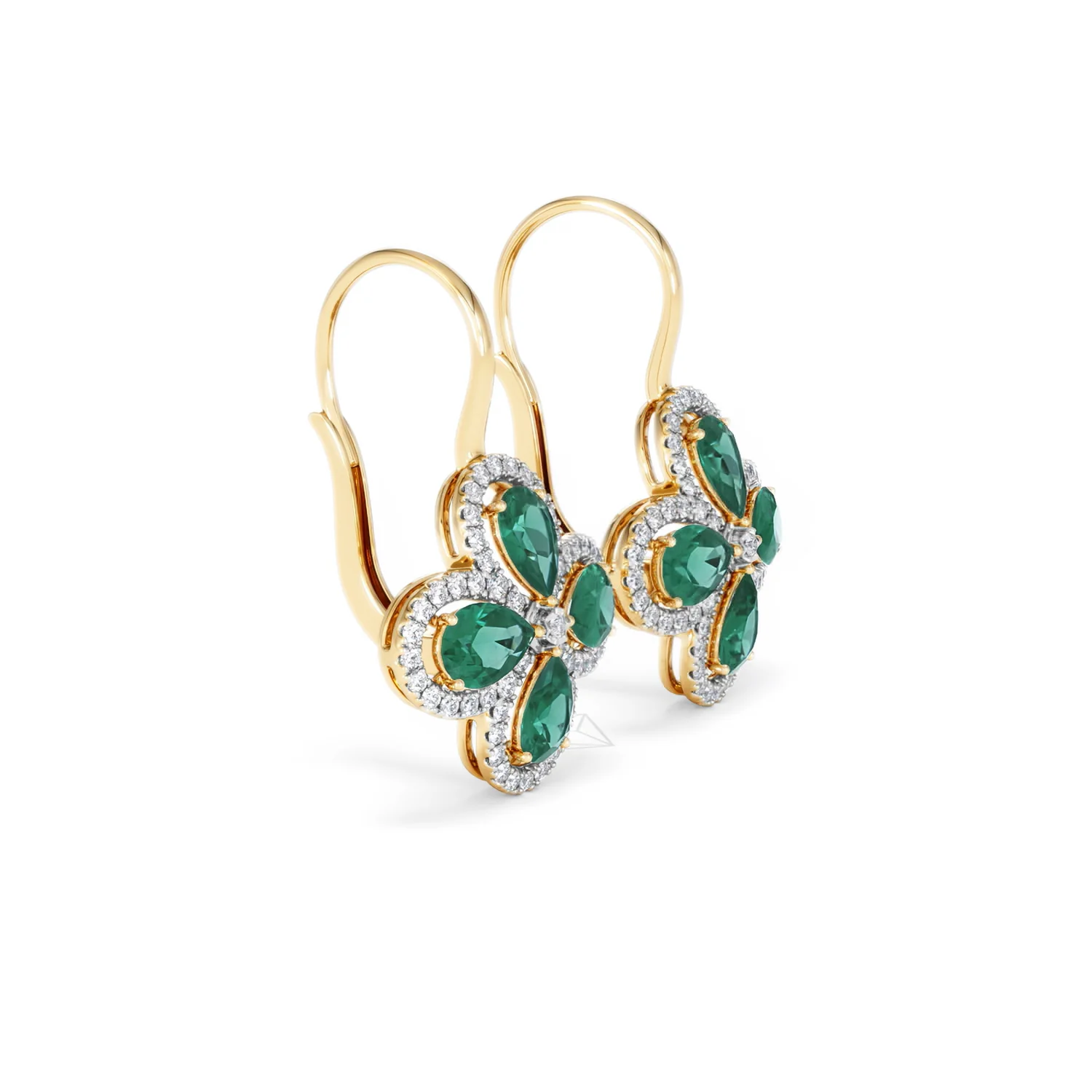 Bloom 4.75ct Lab Emerald and Lab Diamond Earrings in 18K Yellow Gold - Image 22