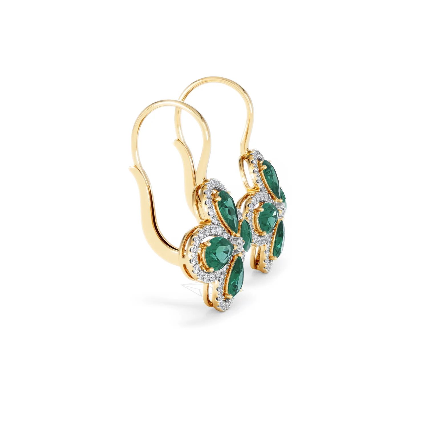Bloom 4.75ct Lab Emerald and Lab Diamond Earrings in 18K Yellow Gold - Image 25