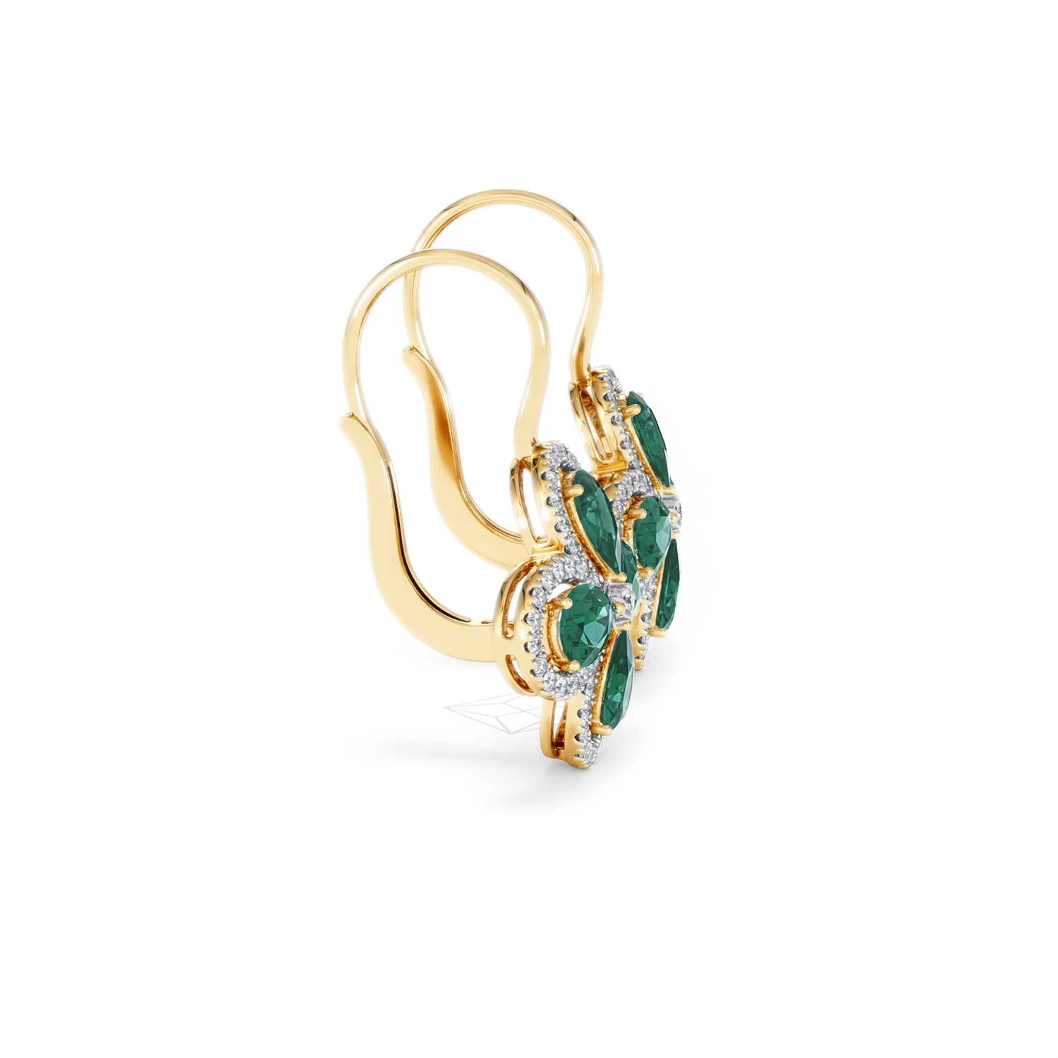 Bloom 4.75ct Lab Emerald and Lab Diamond Earrings in 18K Yellow Gold - Image 27