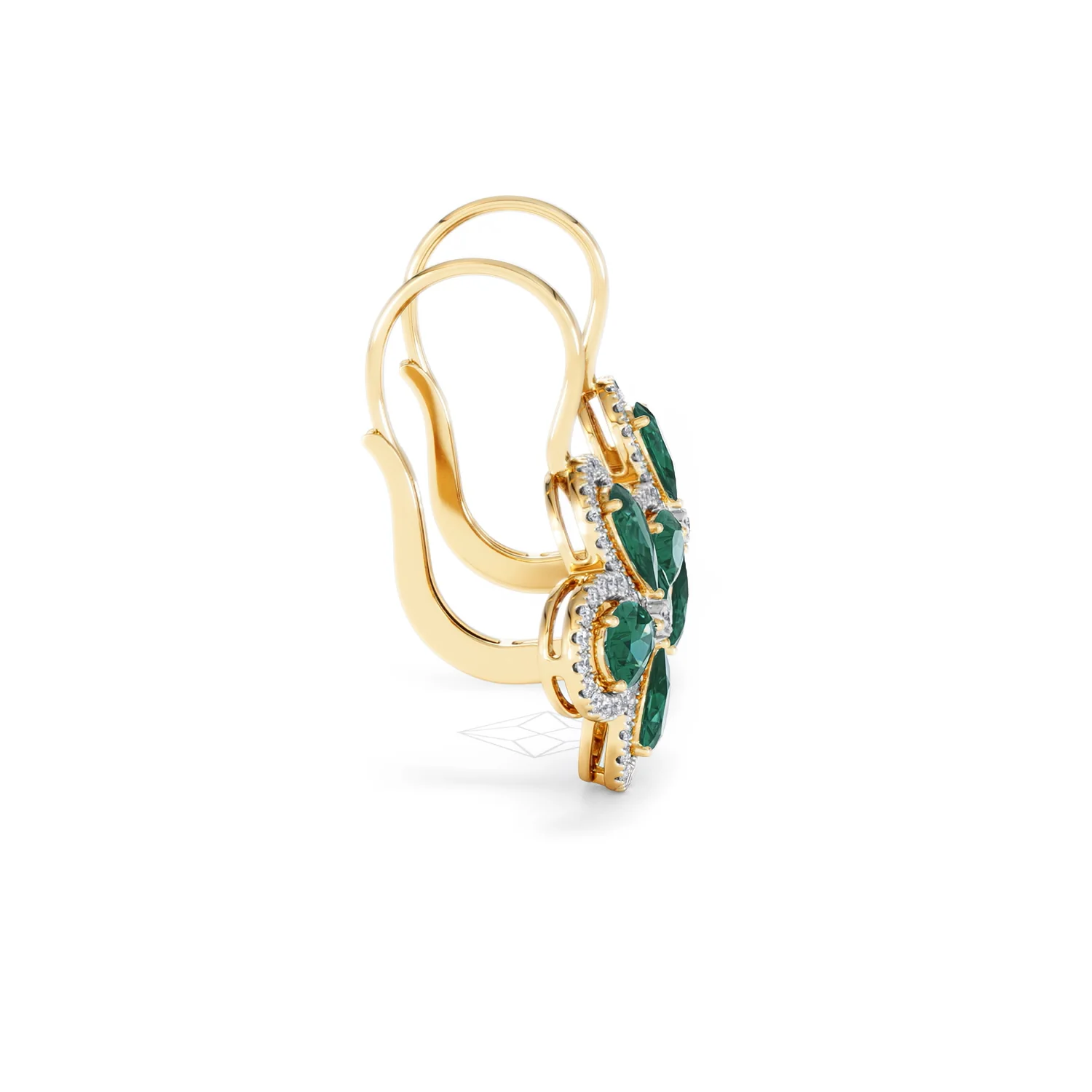 Bloom 4.75ct Lab Emerald and Lab Diamond Earrings in 18K Yellow Gold - Image 28