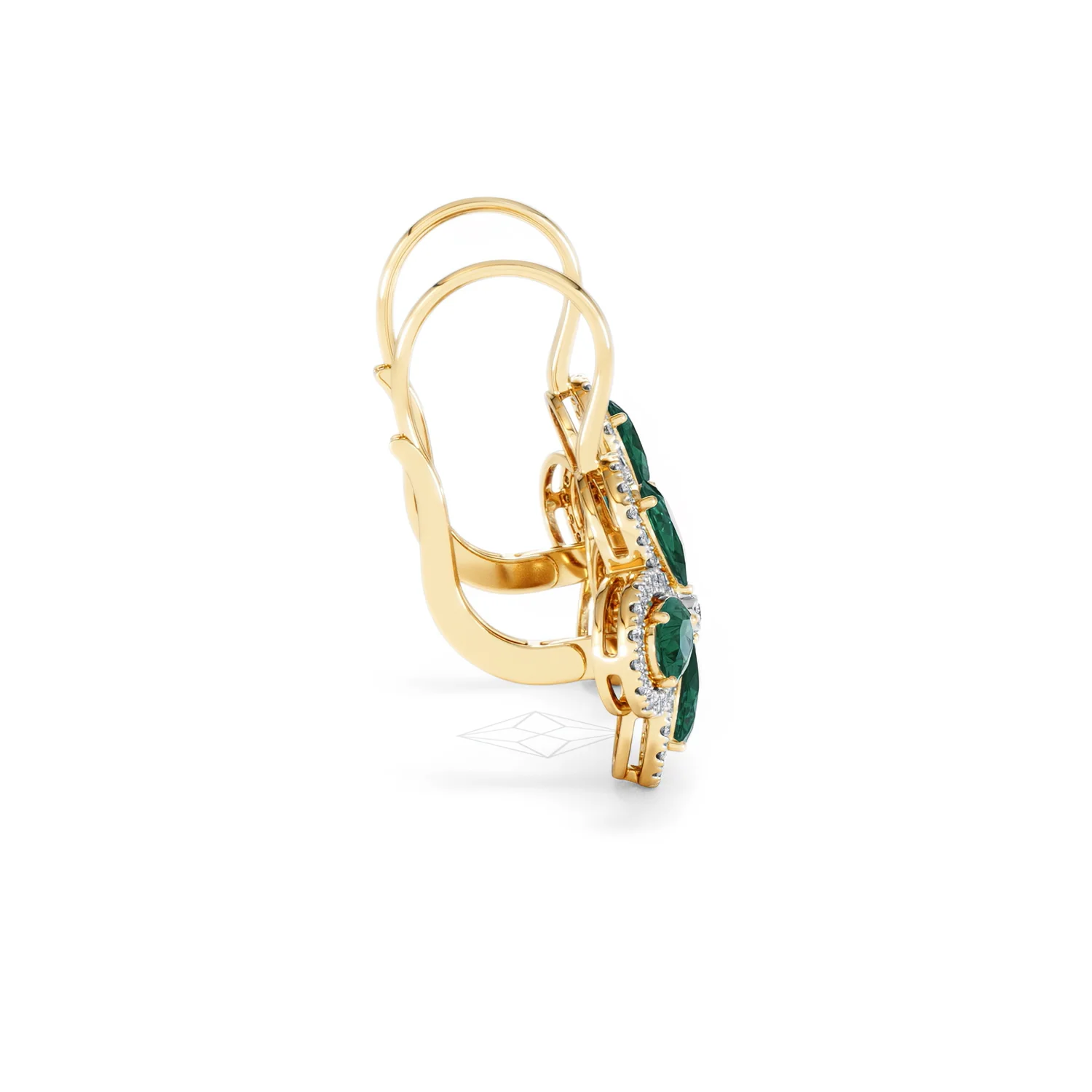 Bloom 4.75ct Lab Emerald and Lab Diamond Earrings in 18K Yellow Gold - Image 30