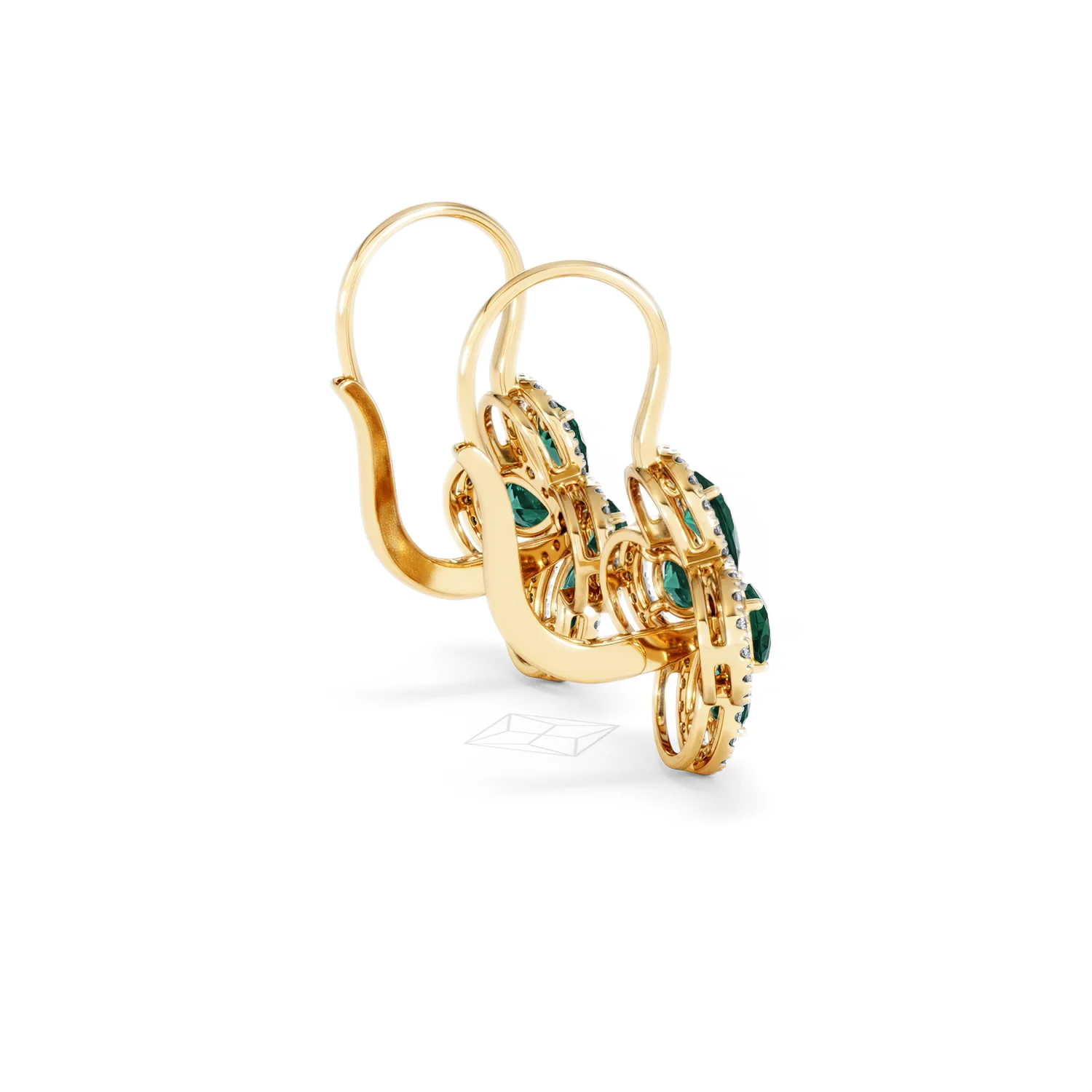 Bloom 4.75ct Lab Emerald and Lab Diamond Earrings in 18K Yellow Gold - Image 34