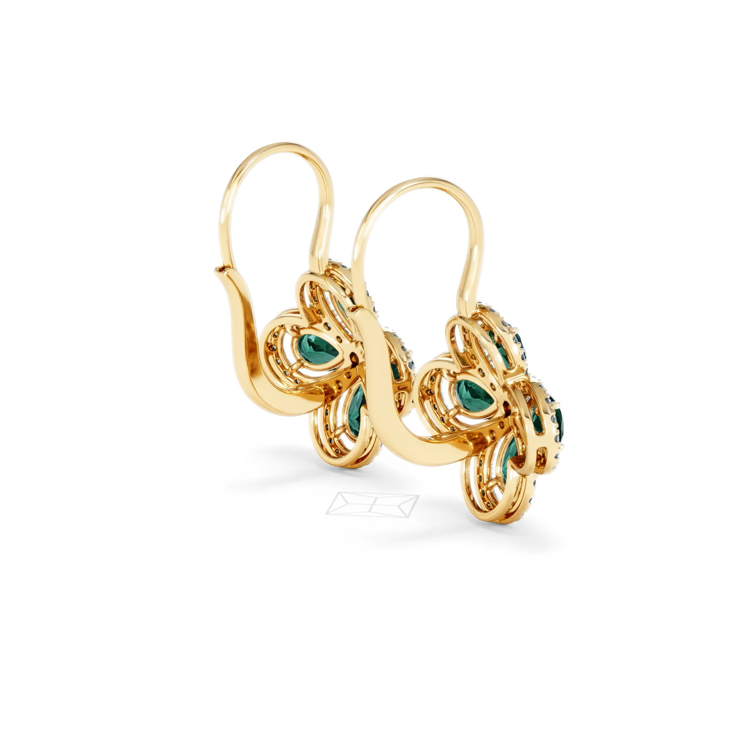 Bloom 4.75ct Lab Emerald and Lab Diamond Earrings in 18K Yellow Gold - Image 37