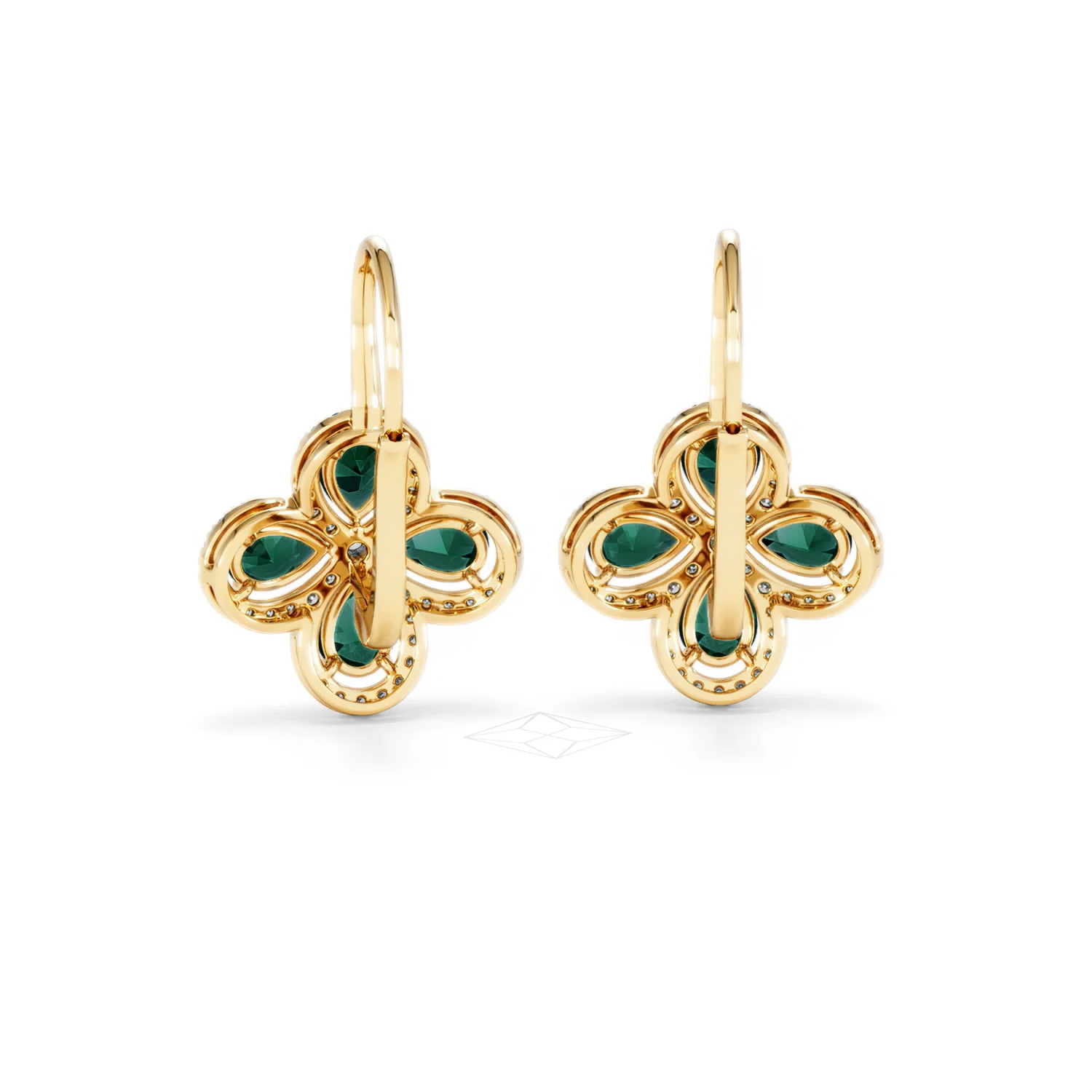 Bloom 4.75ct Lab Emerald and Lab Diamond Earrings in 18K Yellow Gold - Image 50