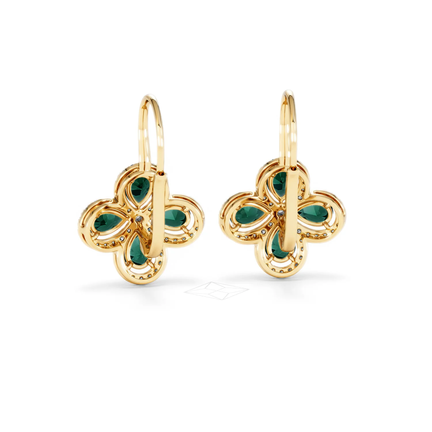 Bloom 4.75ct Lab Emerald and Lab Diamond Earrings in 18K Yellow Gold - Image 51