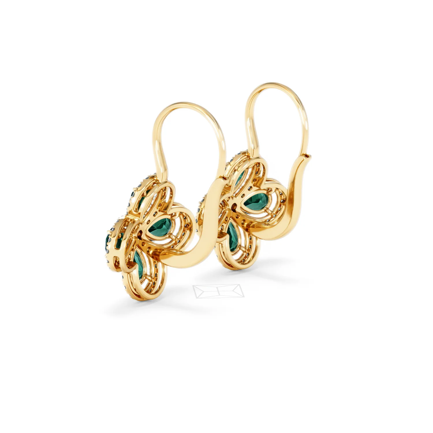 Bloom 4.75ct Lab Emerald and Lab Diamond Earrings in 18K Yellow Gold - Image 60