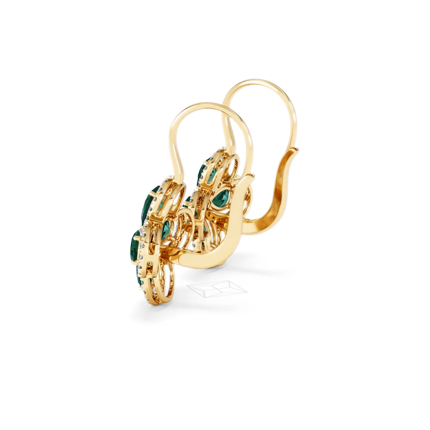 Bloom 4.75ct Lab Emerald and Lab Diamond Earrings in 18K Yellow Gold - Image 64