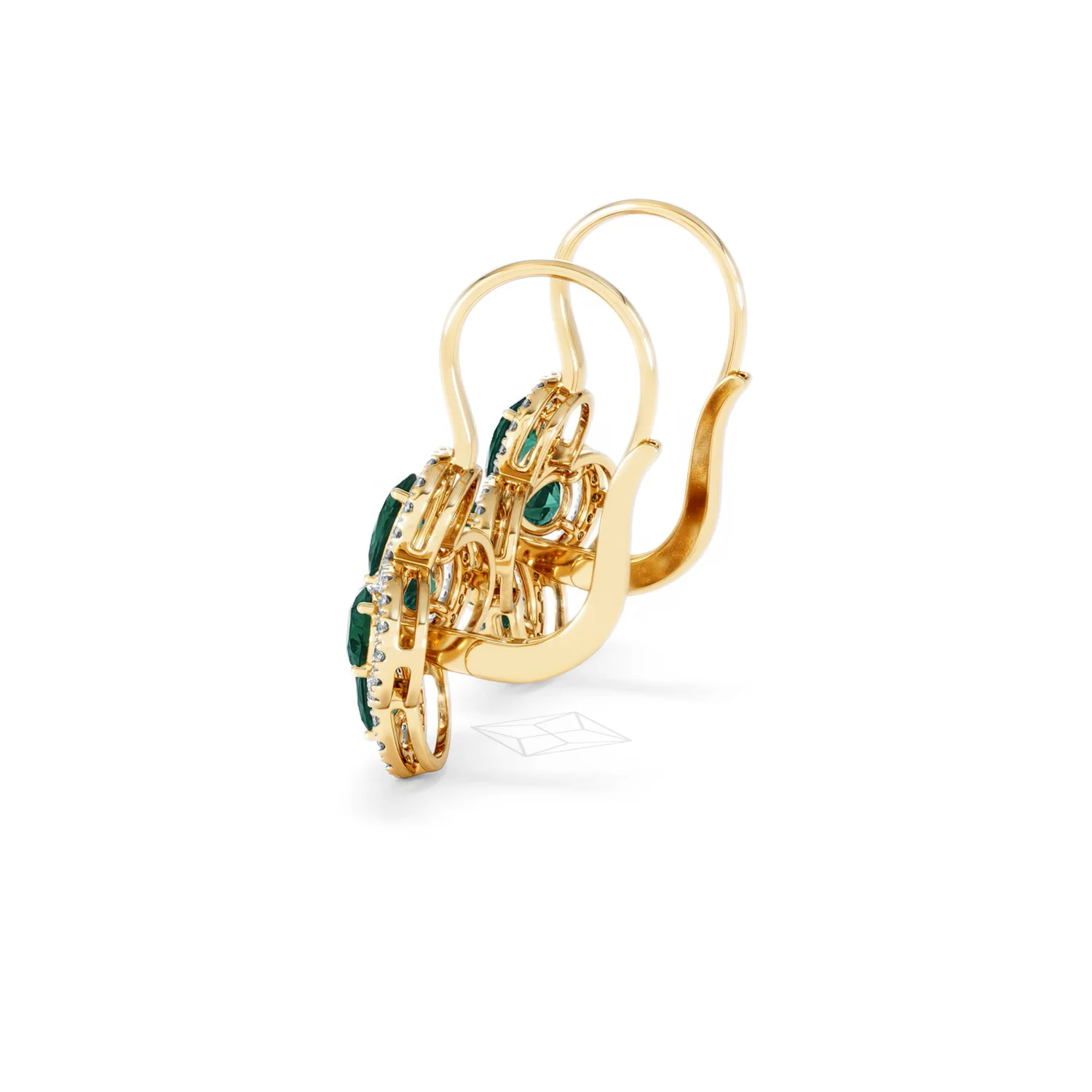 Bloom 4.75ct Lab Emerald and Lab Diamond Earrings in 18K Yellow Gold - Image 65