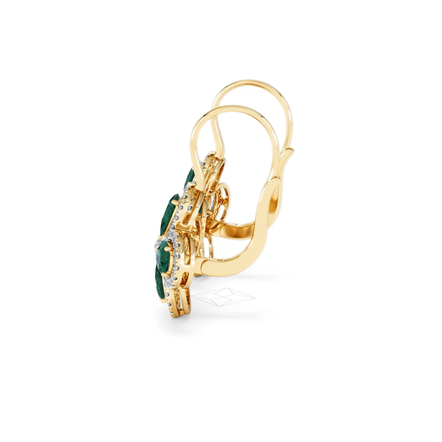 Bloom 4.75ct Lab Emerald and Lab Diamond Earrings in 18K Yellow Gold - Image 67