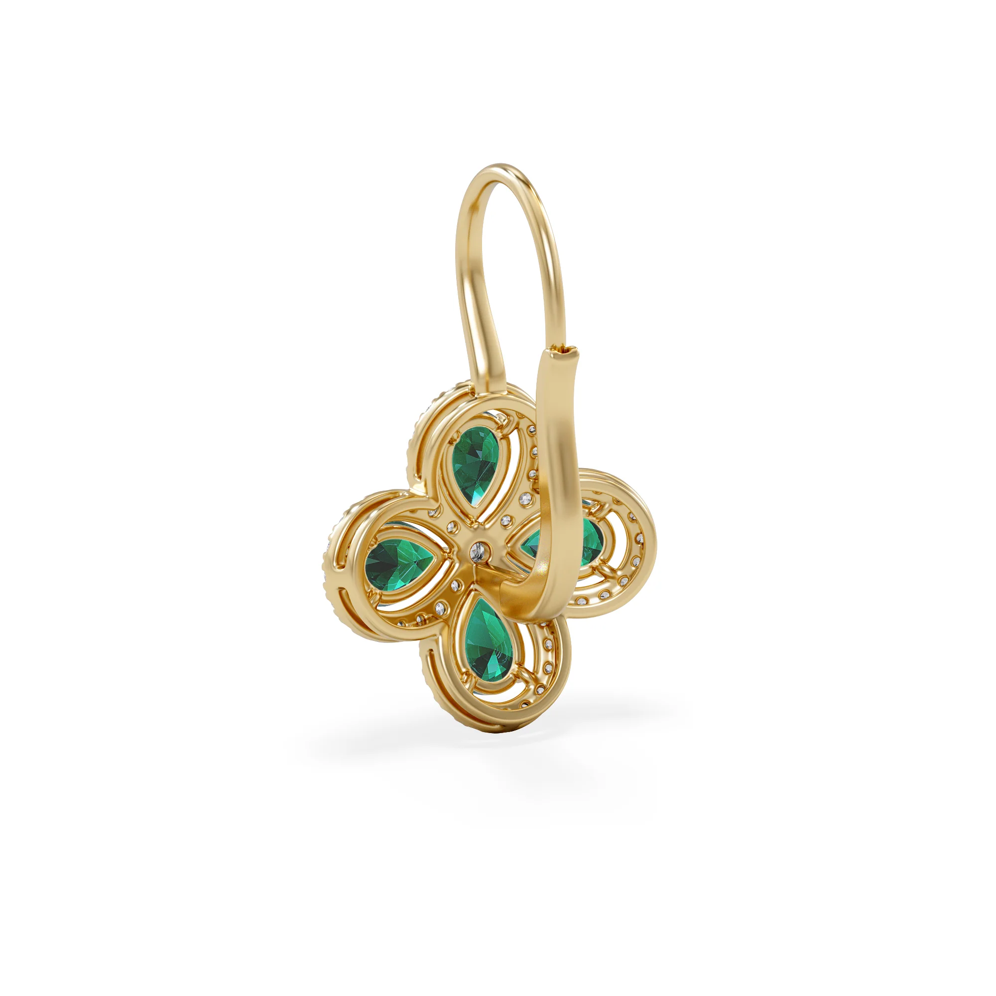 Bloom 4.75ct Lab Emerald and Lab Diamond Earrings in 18K Yellow Gold - Image 7