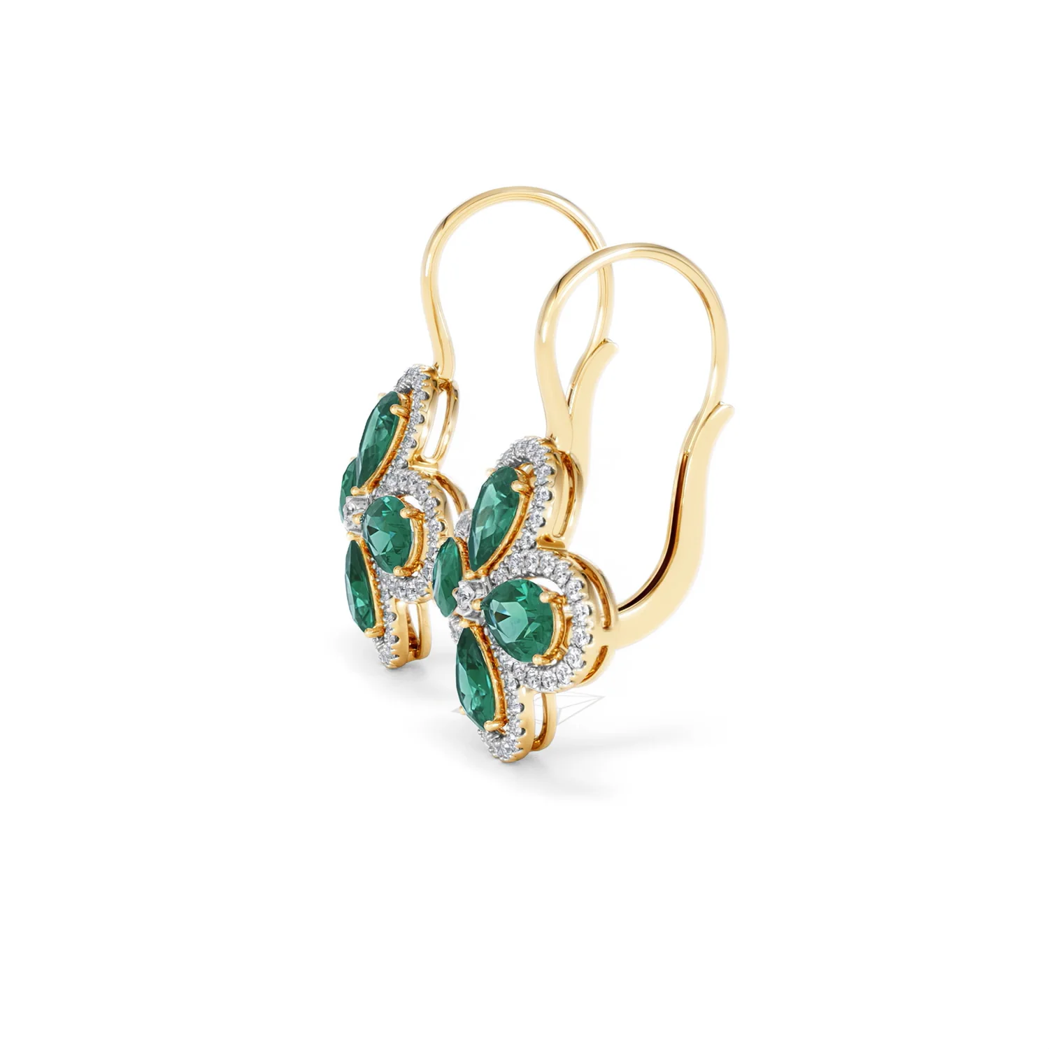 Bloom 4.75ct Lab Emerald and Lab Diamond Earrings in 18K Yellow Gold - Image 73