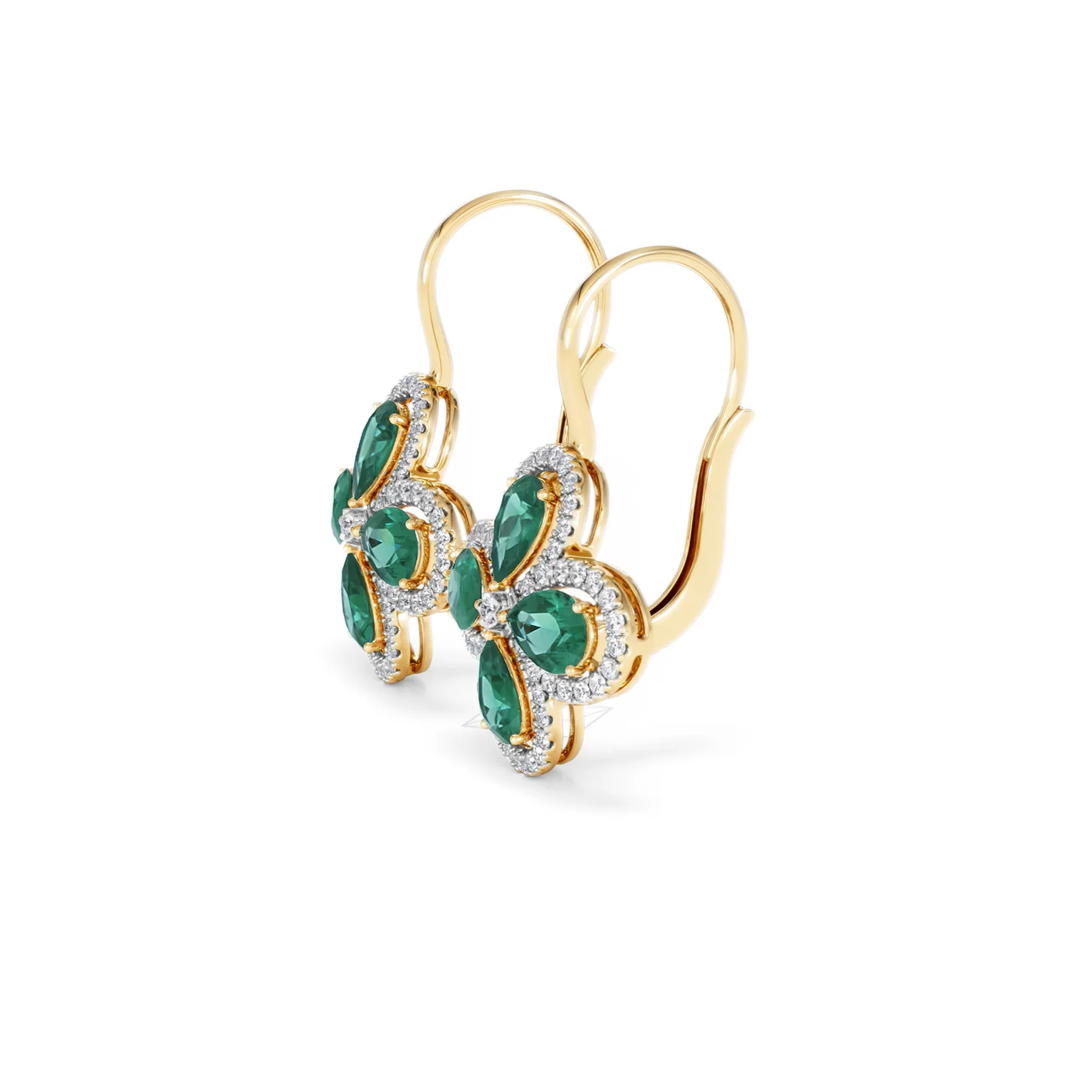 Bloom 4.75ct Lab Emerald and Lab Diamond Earrings in 18K Yellow Gold - Image 74