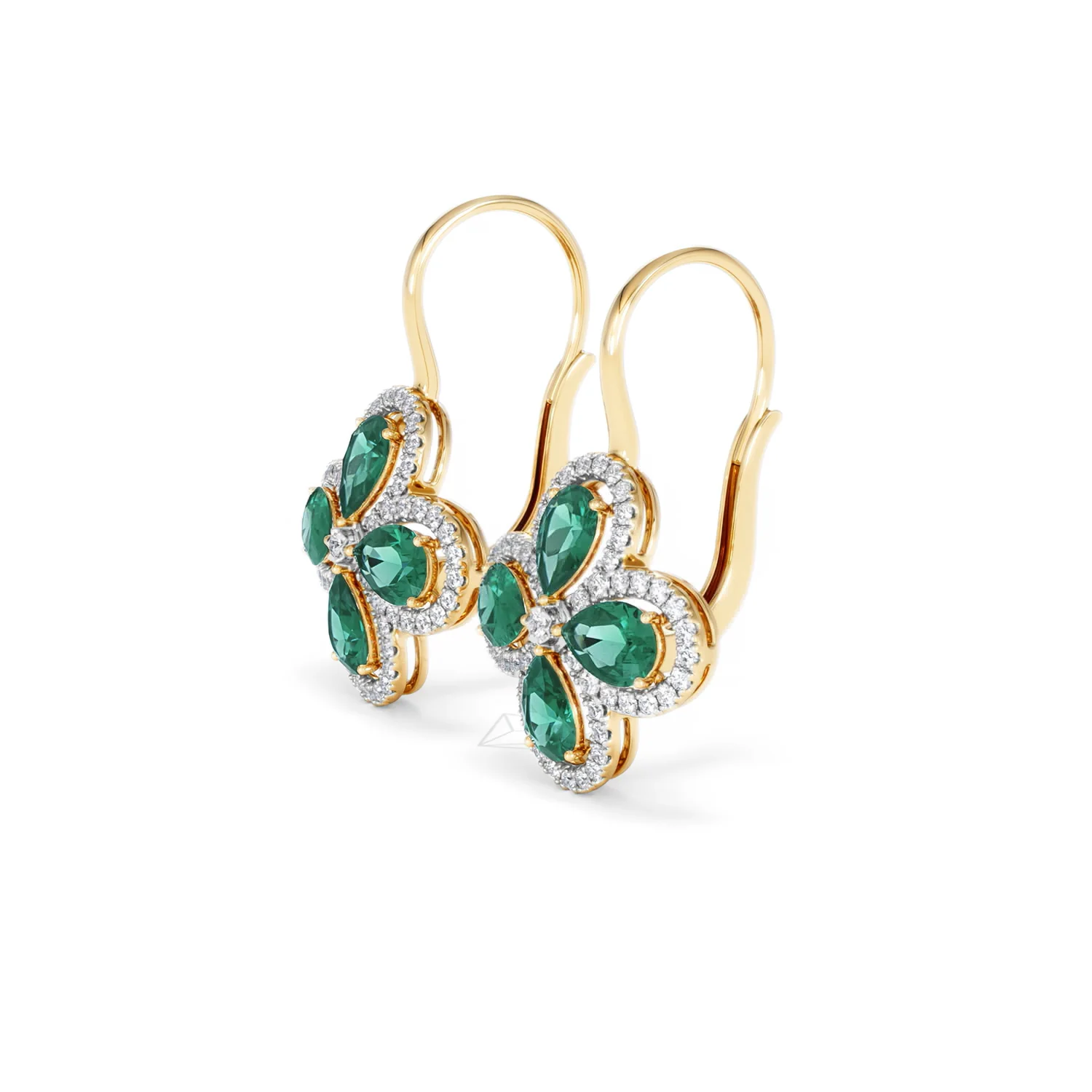 Bloom 4.75ct Lab Emerald and Lab Diamond Earrings in 18K Yellow Gold - Image 76