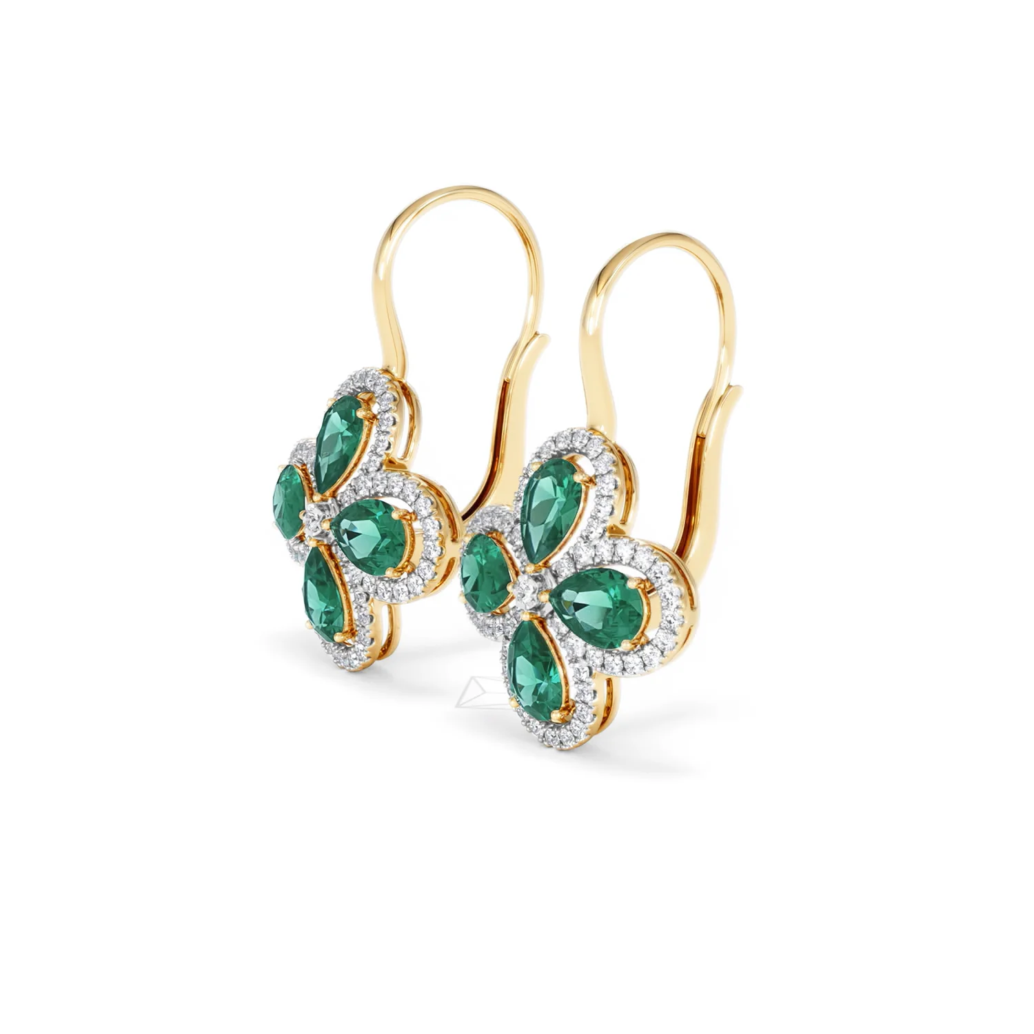 Bloom 4.75ct Lab Emerald and Lab Diamond Earrings in 18K Yellow Gold - Image 77
