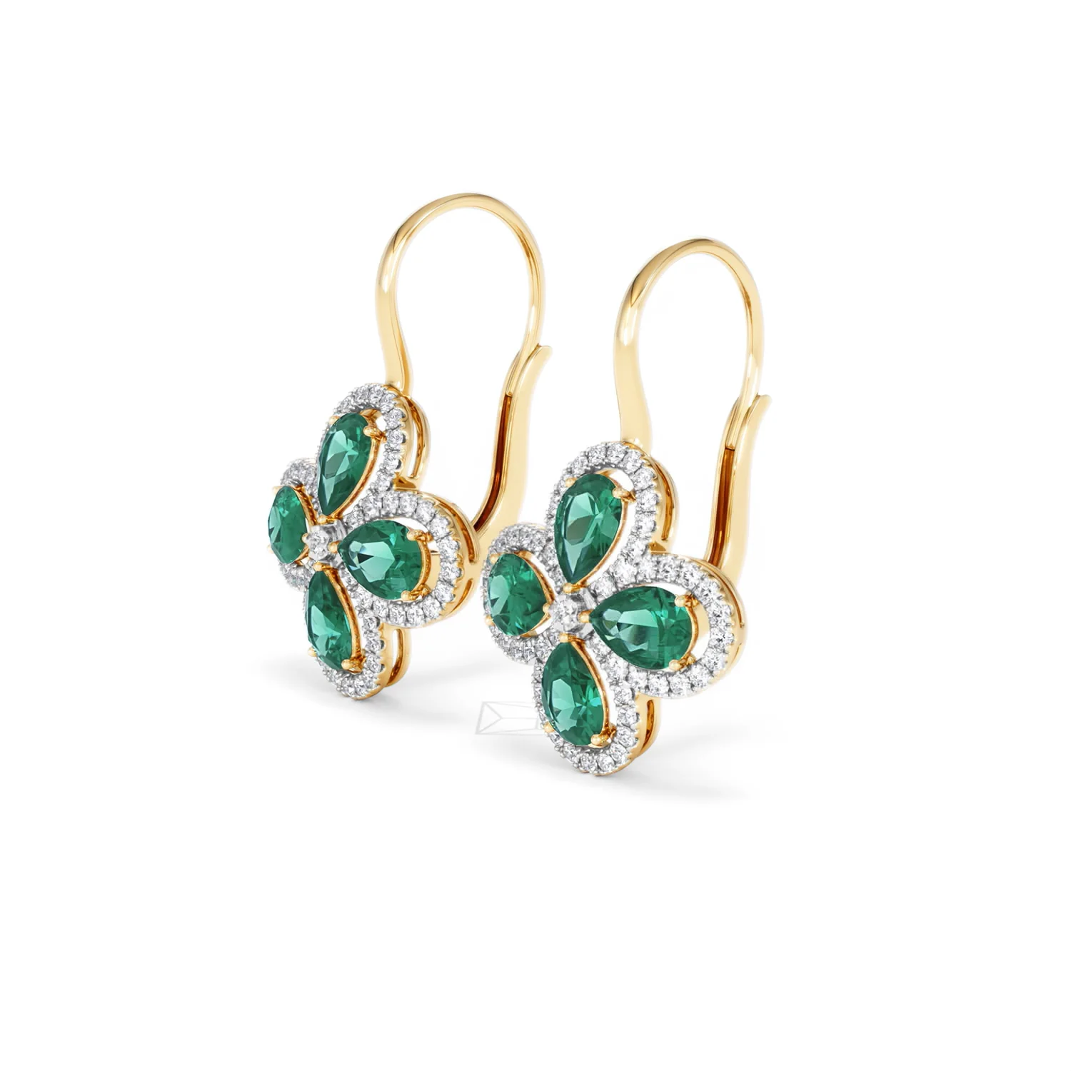 Bloom 4.75ct Lab Emerald and Lab Diamond Earrings in 18K Yellow Gold - Image 78