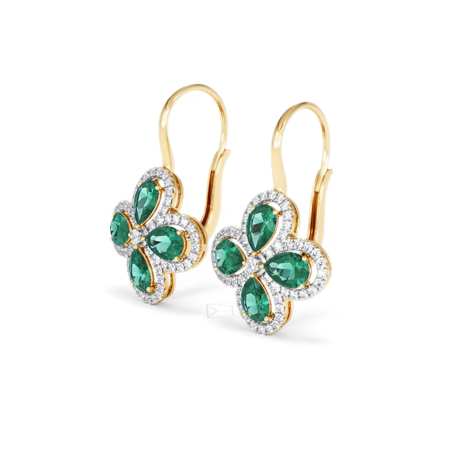 Bloom 4.75ct Lab Emerald and Lab Diamond Earrings in 18K Yellow Gold - Image 79