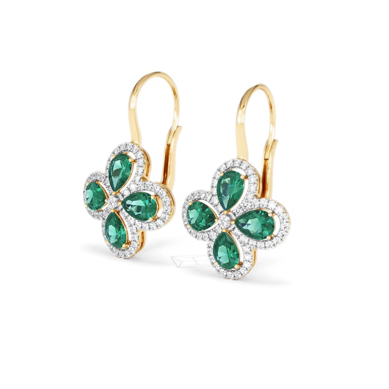 Bloom 4.75ct Lab Emerald and Lab Diamond Earrings in 18K Yellow Gold - Image 81