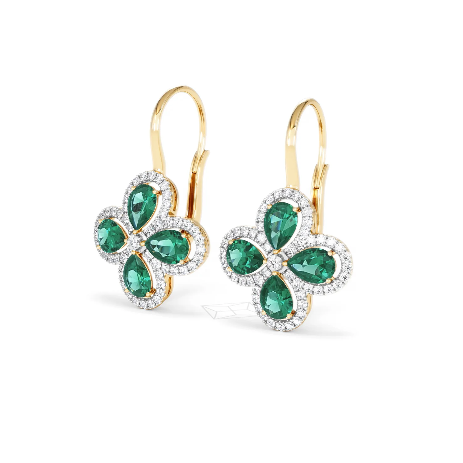 Bloom 4.75ct Lab Emerald and Lab Diamond Earrings in 18K Yellow Gold - Image 82