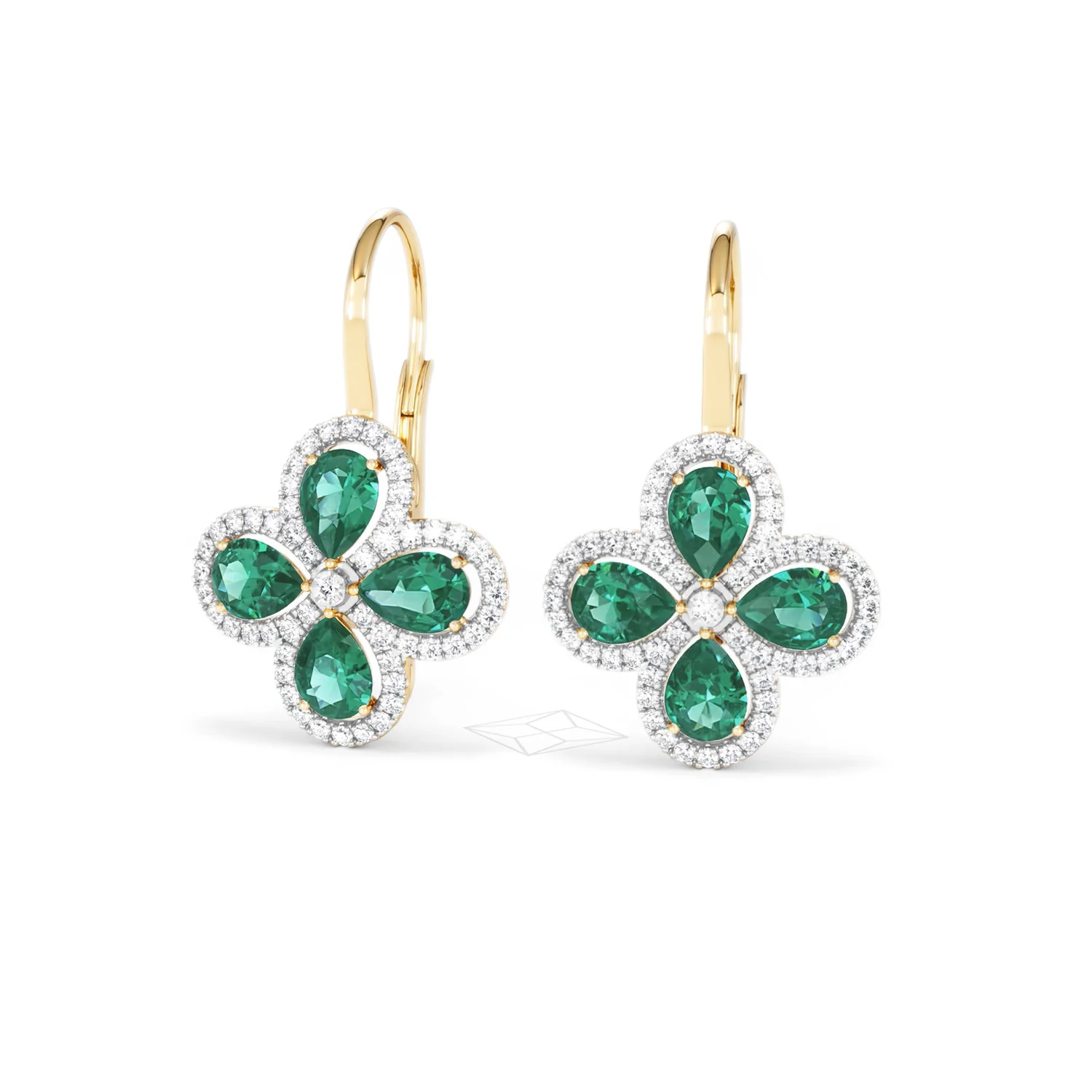 Bloom 4.75ct Lab Emerald and Lab Diamond Earrings in 18K Yellow Gold - Image 86