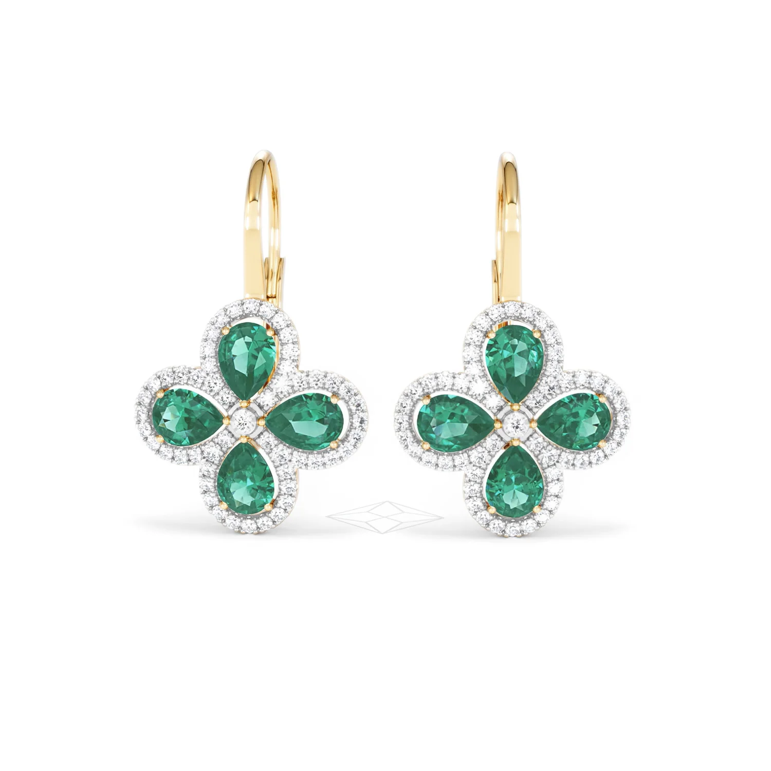 Bloom 4.75ct Lab Emerald and Lab Diamond Earrings in 18K Yellow Gold - Image 88