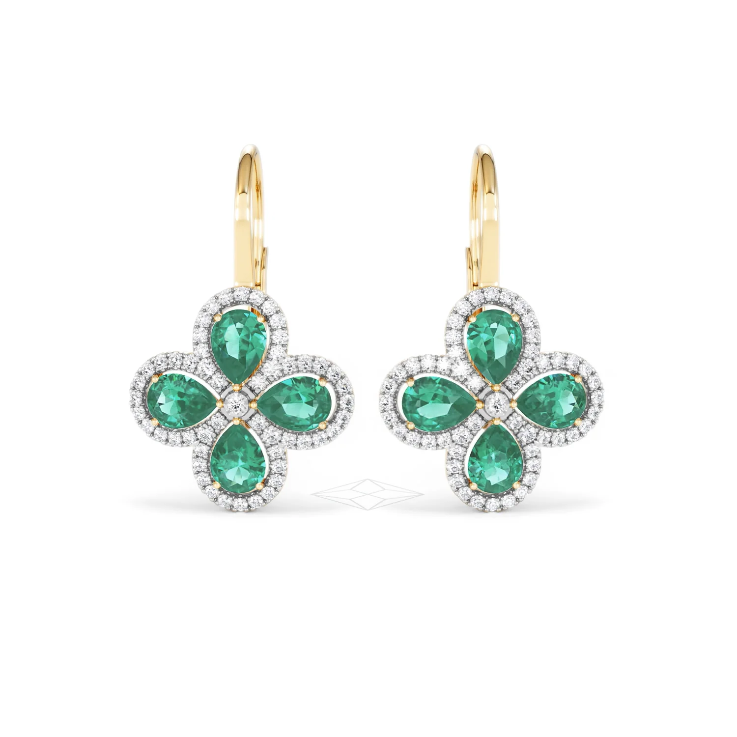 Bloom 4.75ct Lab Emerald and Lab Diamond Earrings in 18K Yellow Gold - Image 9