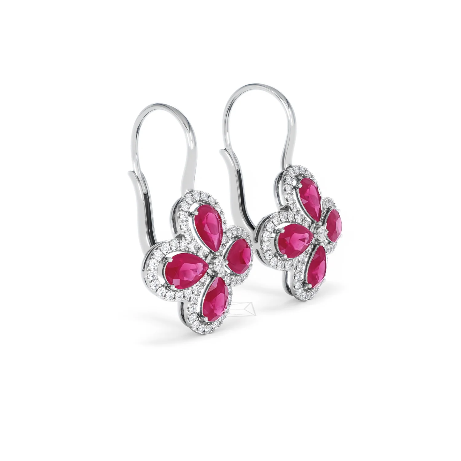 Bloom 4.75ct Lab Ruby and Lab Diamond Earrings in 18K White Gold - Image 20
