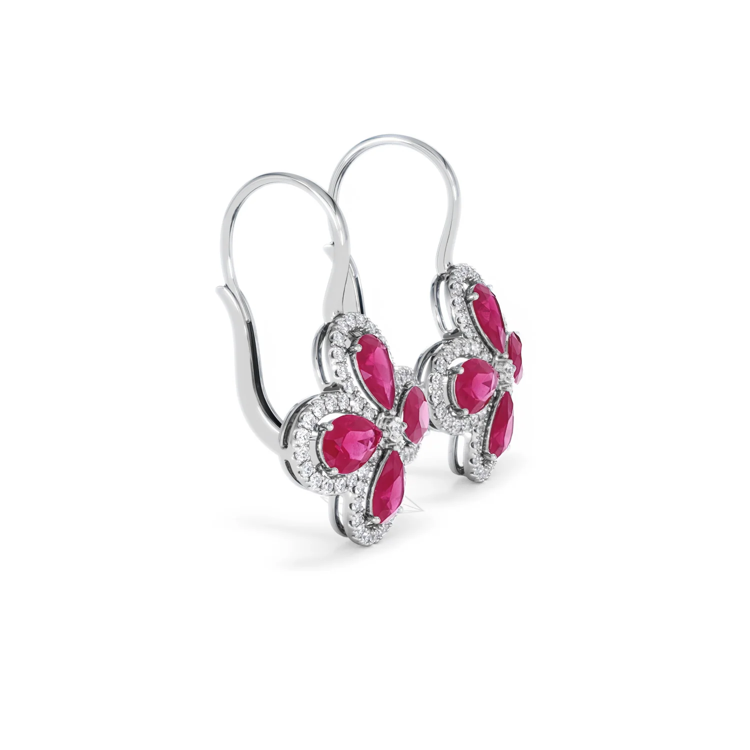 Bloom 4.75ct Lab Ruby and Lab Diamond Earrings in 18K White Gold - Image 23