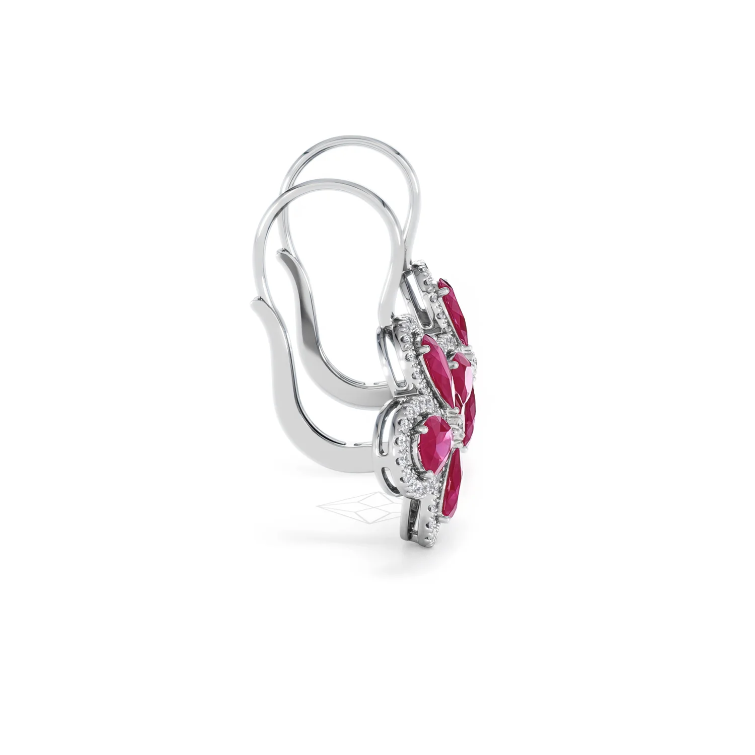 Bloom 4.75ct Lab Ruby and Lab Diamond Earrings in 18K White Gold - Image 28