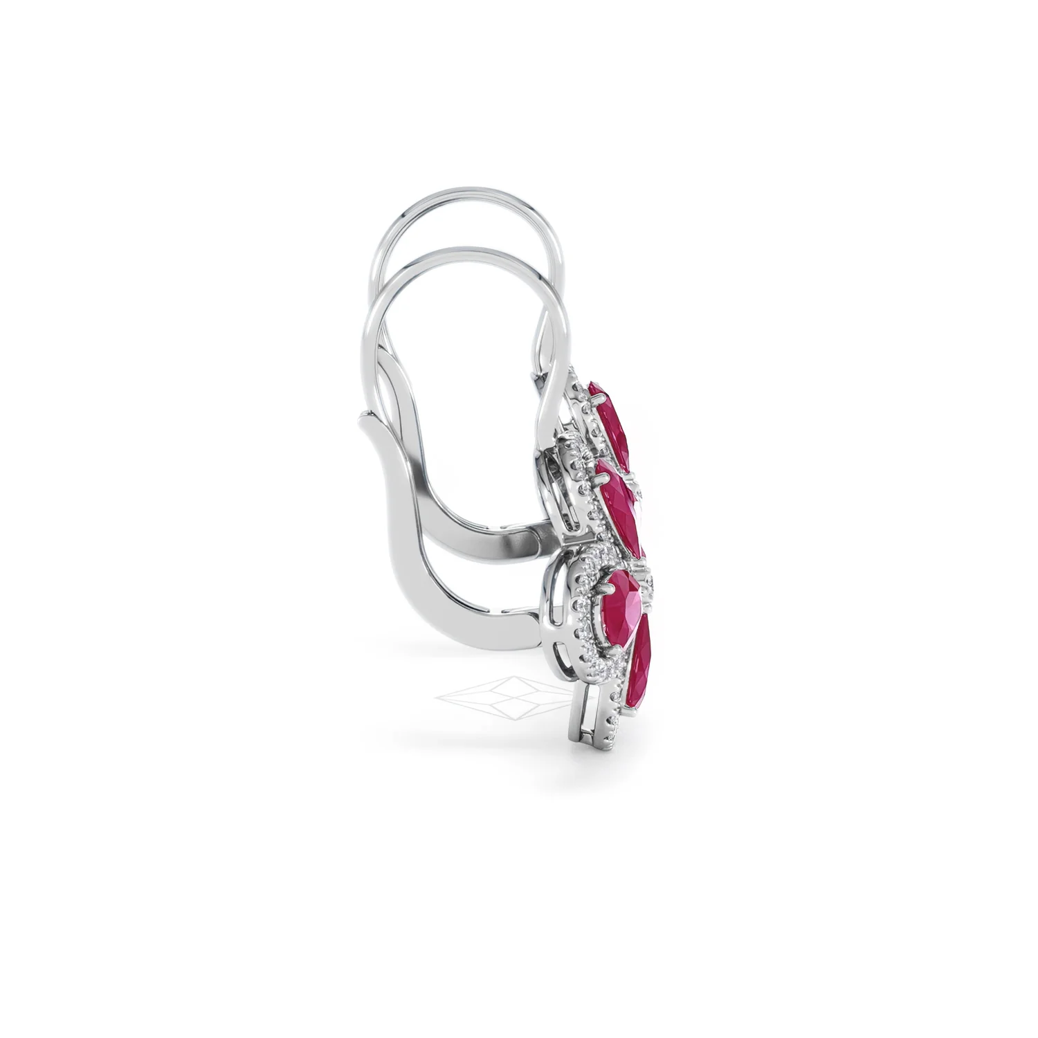 Bloom 4.75ct Lab Ruby and Lab Diamond Earrings in 18K White Gold - Image 29