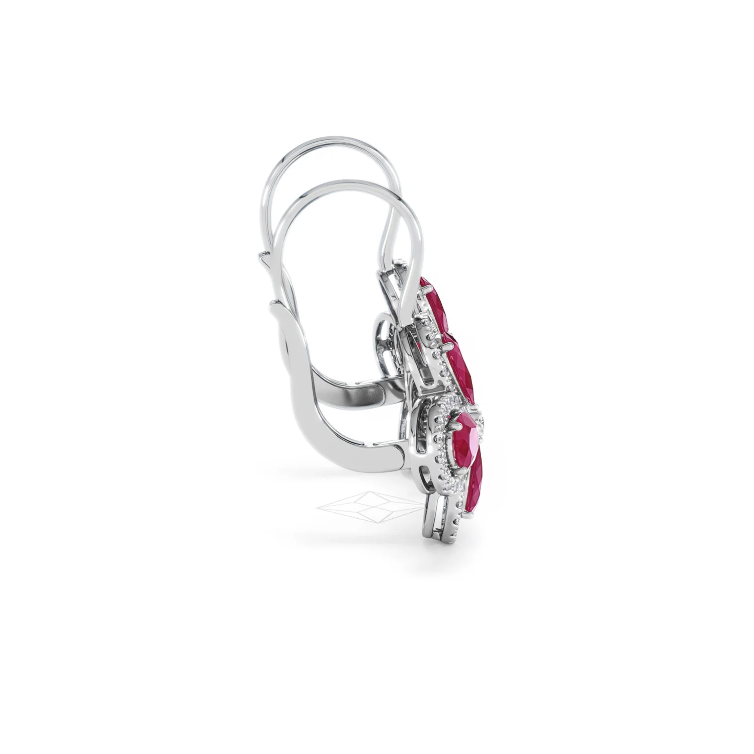 Bloom 4.75ct Lab Ruby and Lab Diamond Earrings in 18K White Gold - Image 30