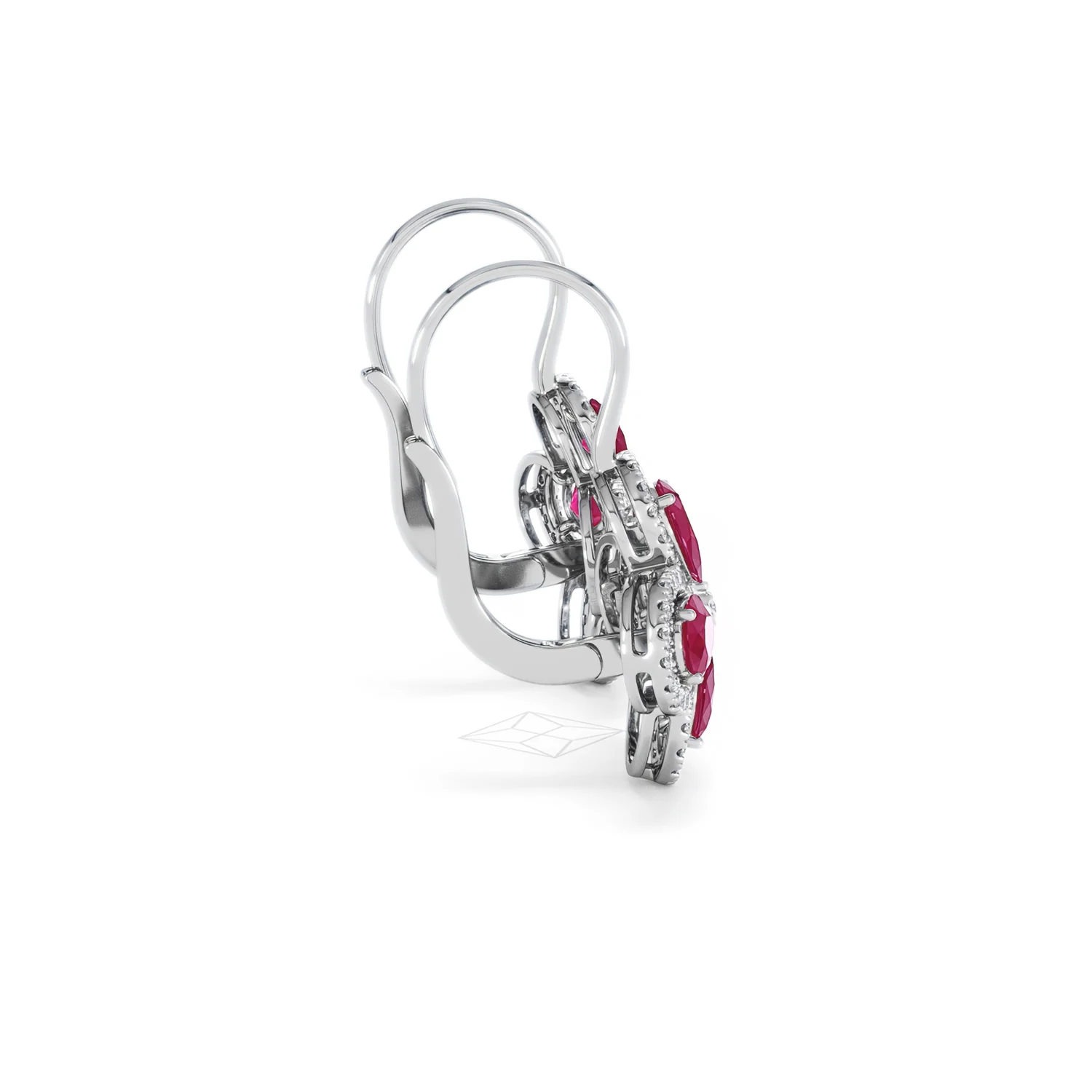 Bloom 4.75ct Lab Ruby and Lab Diamond Earrings in 18K White Gold - Image 31
