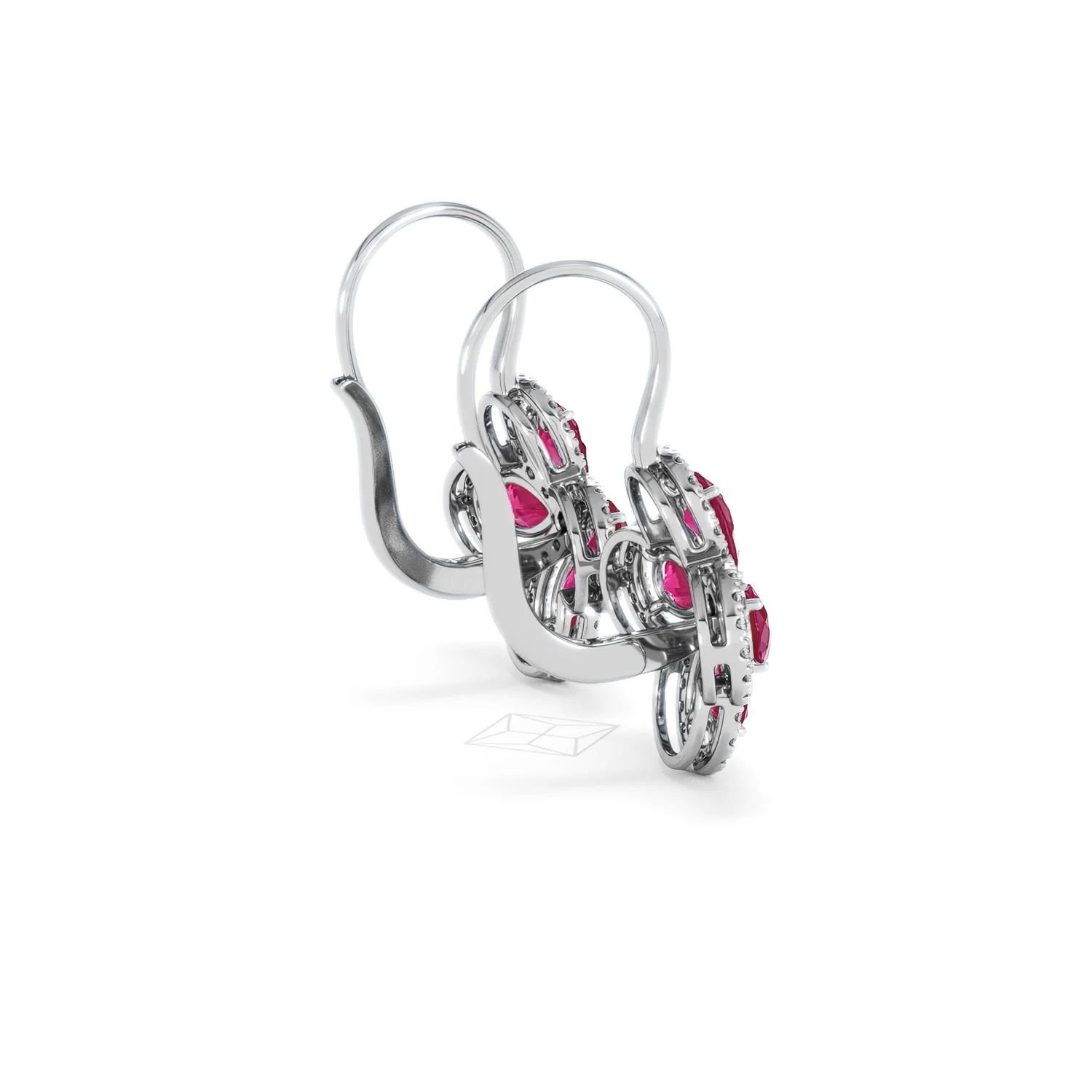 Bloom 4.75ct Lab Ruby and Lab Diamond Earrings in 18K White Gold - Image 34