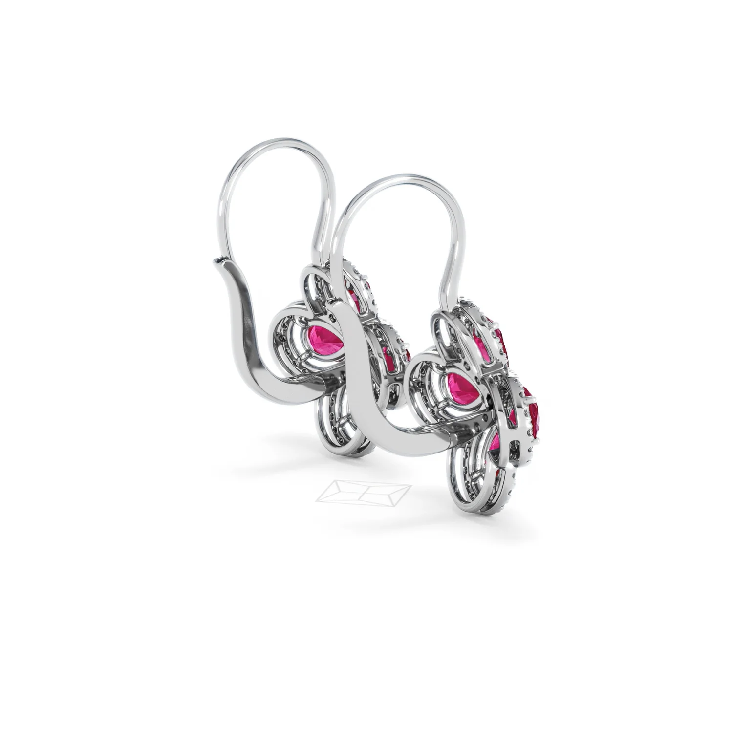 Bloom 4.75ct Lab Ruby and Lab Diamond Earrings in 18K White Gold - Image 36