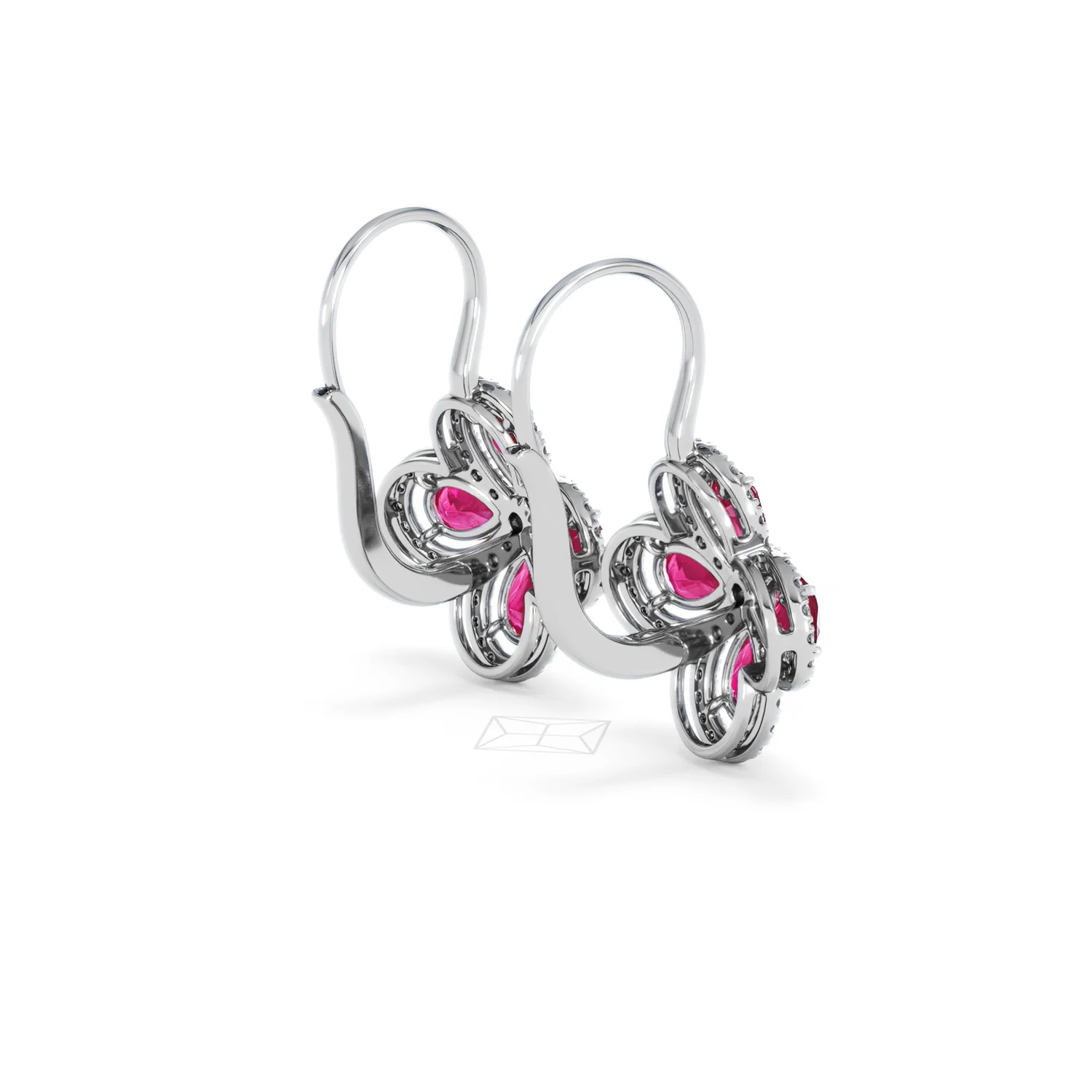 Bloom 4.75ct Lab Ruby and Lab Diamond Earrings in 18K White Gold - Image 37