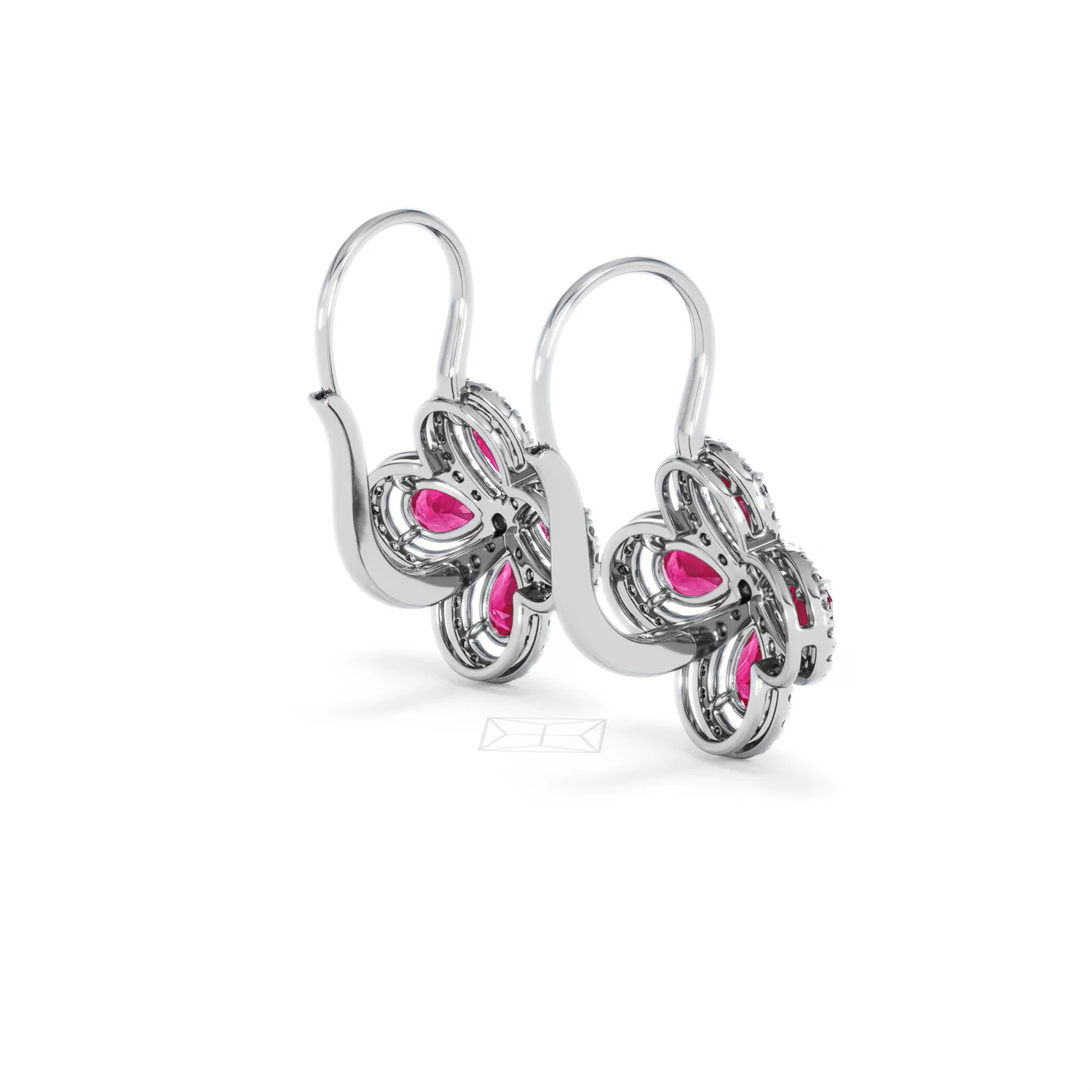 Bloom 4.75ct Lab Ruby and Lab Diamond Earrings in 18K White Gold - Image 38